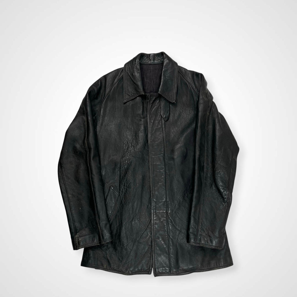 EURO VINTAGE ユーロヴィンテージ / 6-70s フレンチレザーカーコート ステアハイド デニム裏地 SIZE:M程度