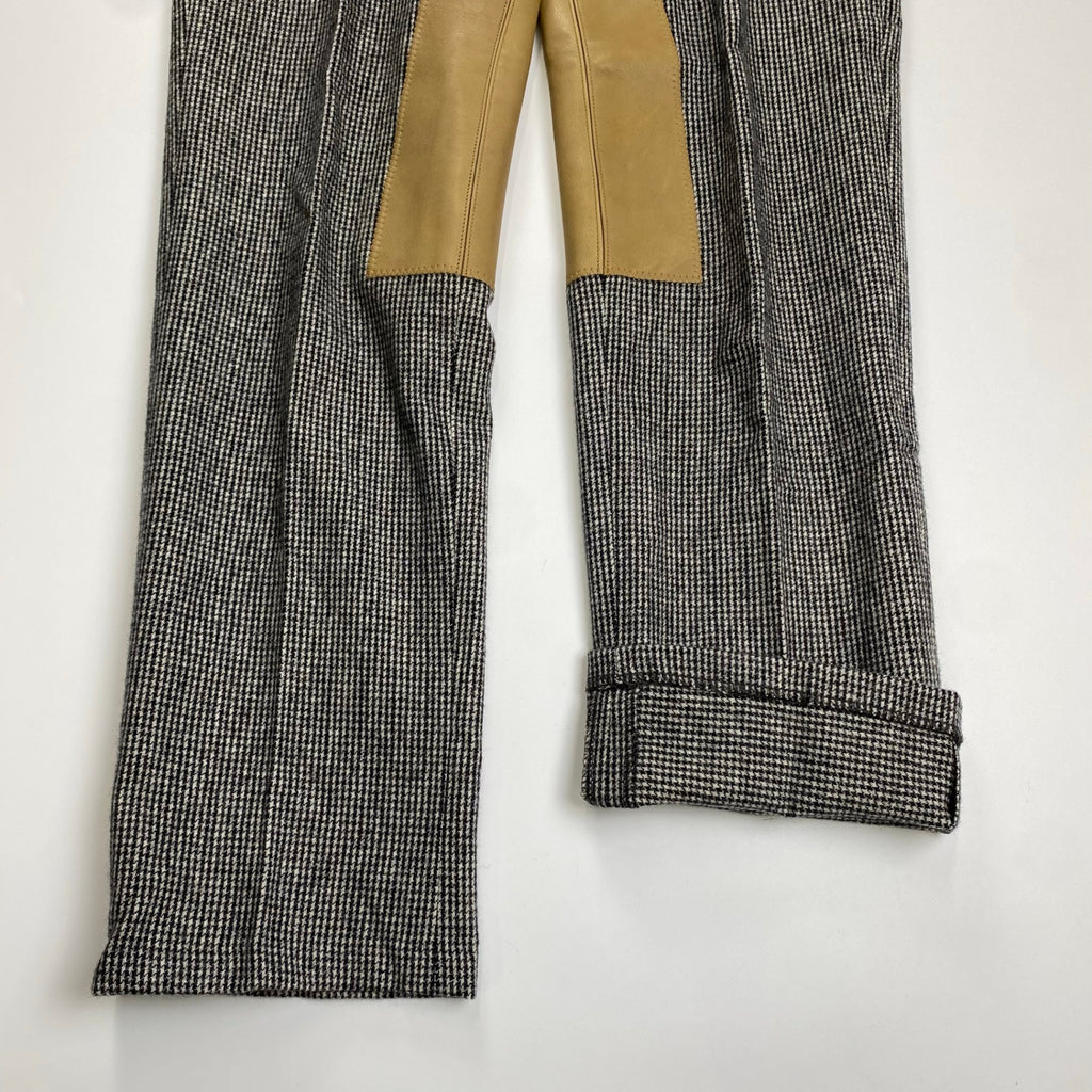14AW kolor カラー / レザー切替 スラックス ハウンドトゥース グレー SIZE：1