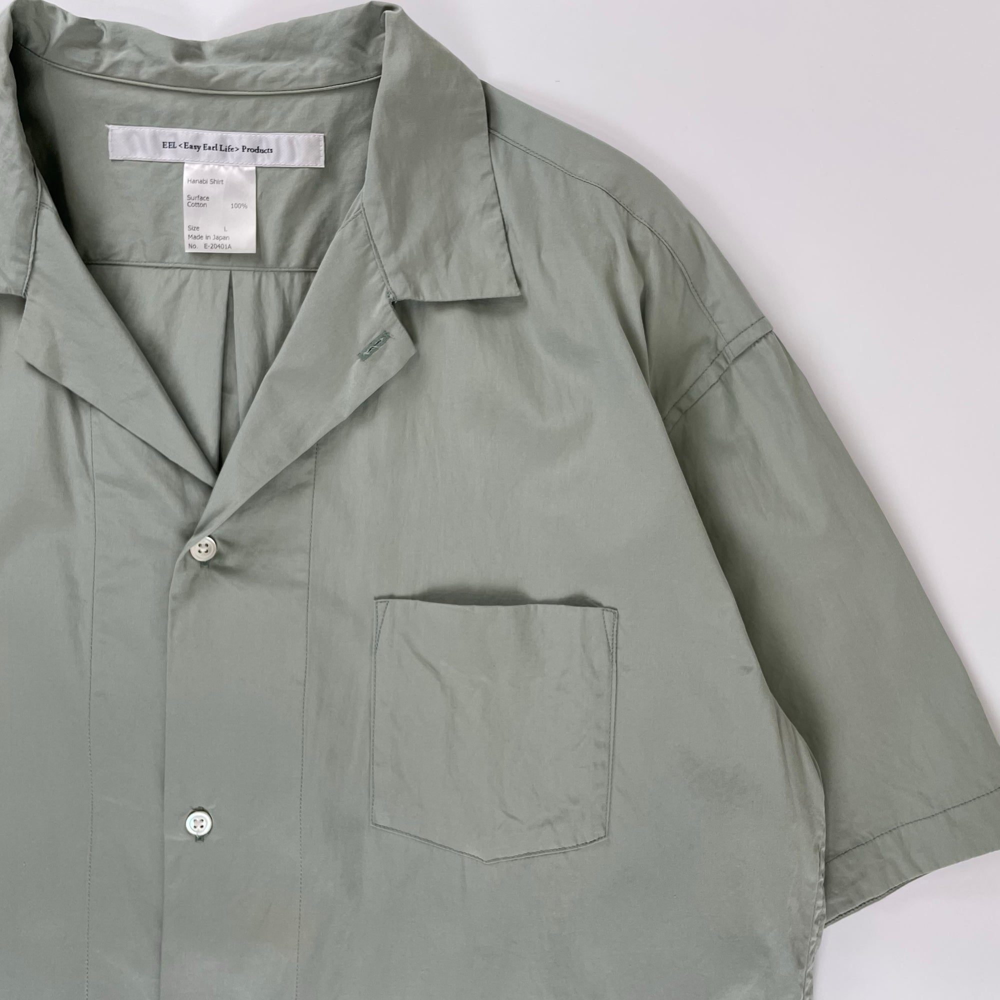 EEL イール / 花火シャツ ライトグリーン 参考定価：15,000+tax SIZE：L
