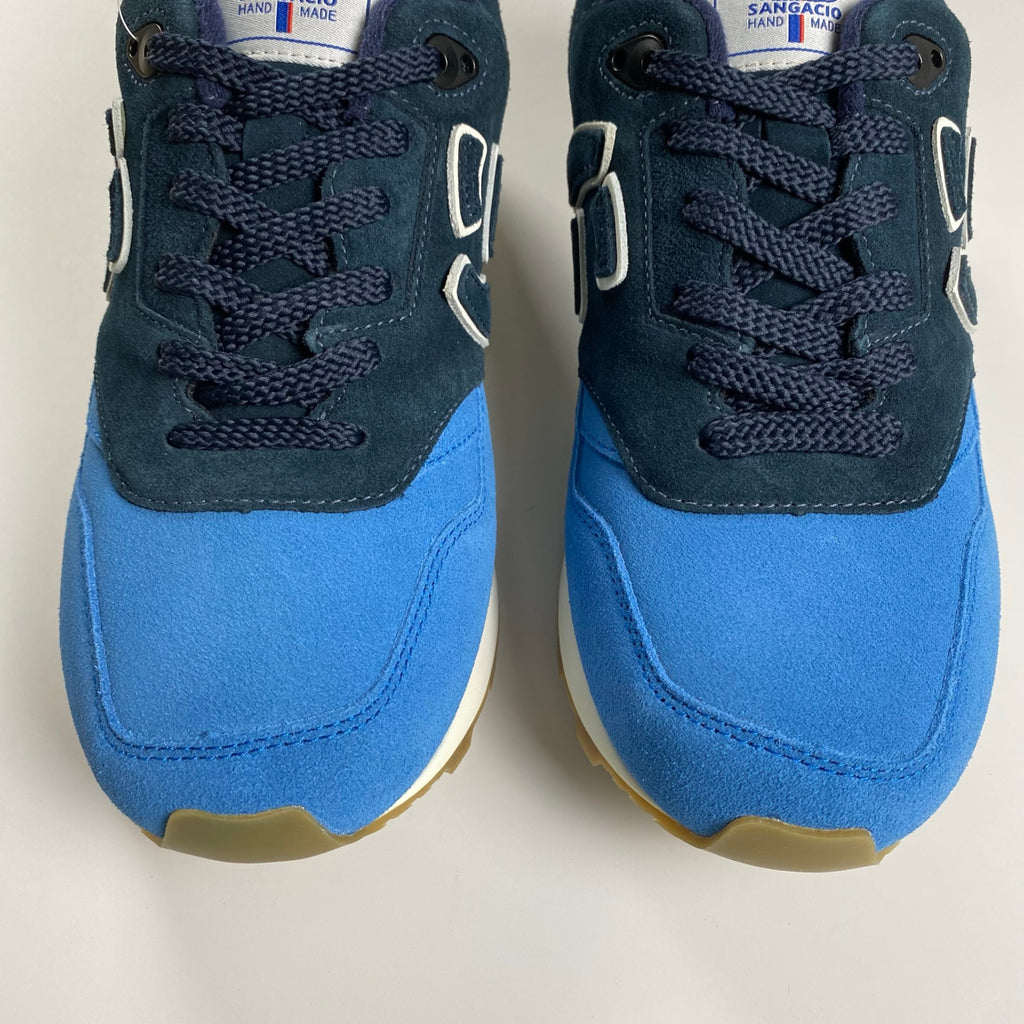 【未使用】 Sangacio サンガッチョ / BLUE × NAVY カウレザースニーカー 参考定価：24,000+tax SIZE:27cm