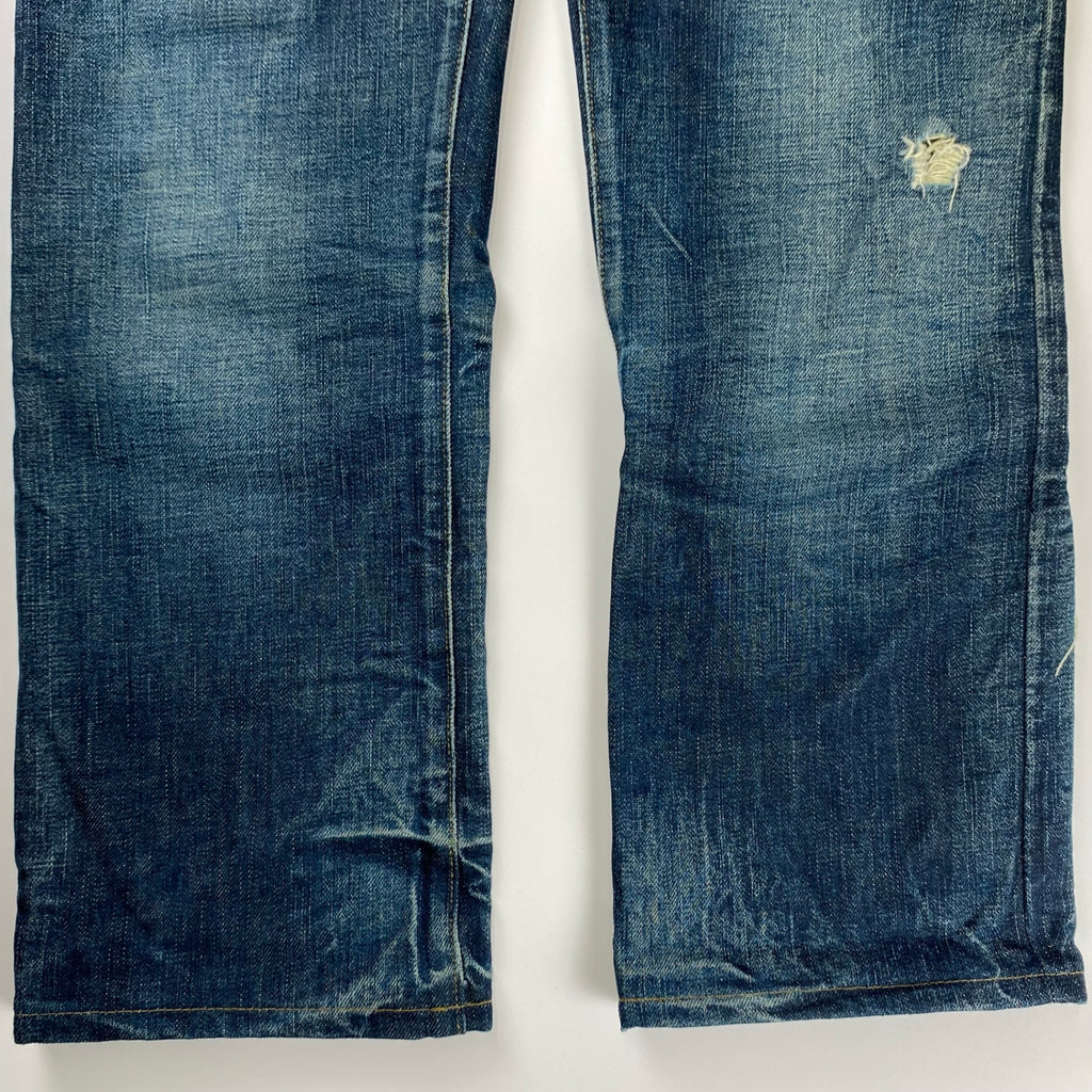 【プレミアム】 ARMANI JEANS DENIM CULTURE アルマーニジーンズ デニムカルチャー / ダメージ加工 デニムパンツ エンブレム セルビッジ 参考定価：60,000程度 SIZE:W29