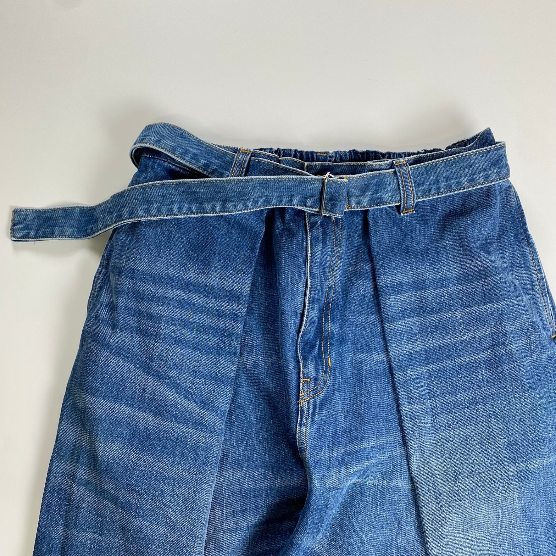 MAISON SPECIAL メゾンスペシャル / フォールドタックベルテッドハイパーワイドデニムパンツ 参考定価：19,800+tax SIZE:0