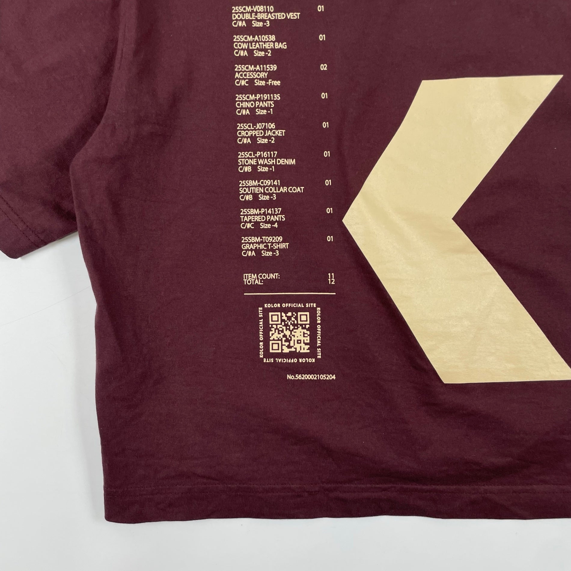 kolor / 25SS GrayTopsプリントTシャツ 参考定価：16,000+tax SIZE:1