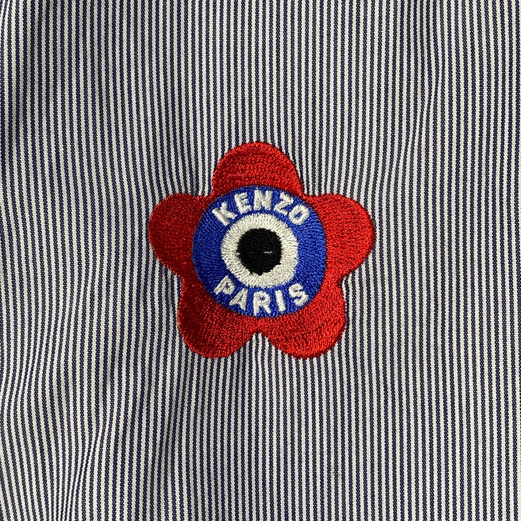 【正規代理店 鑑定済】 KENZO PARIS ケンゾーパリ / BOKE FLOWER ボケ フラワー シャツ クレリック タブカラー ストライプ 参考定価：60,000程度
