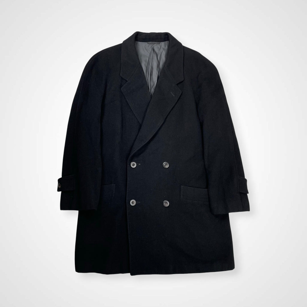 jun ashida ジュン アシダ / VINTAGE ウール×アンゴラ ダブルブレストワイドコート ブラック 参考定価：150,000程度 SIZE：L