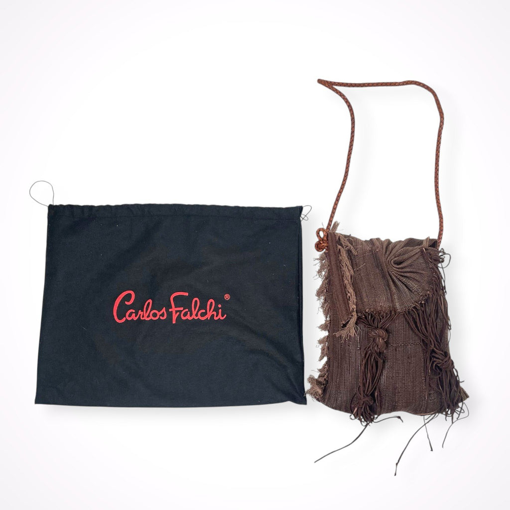 Carlos Falchi / レザーメッシュショルダーバッグ 参考定価：60,000程度
