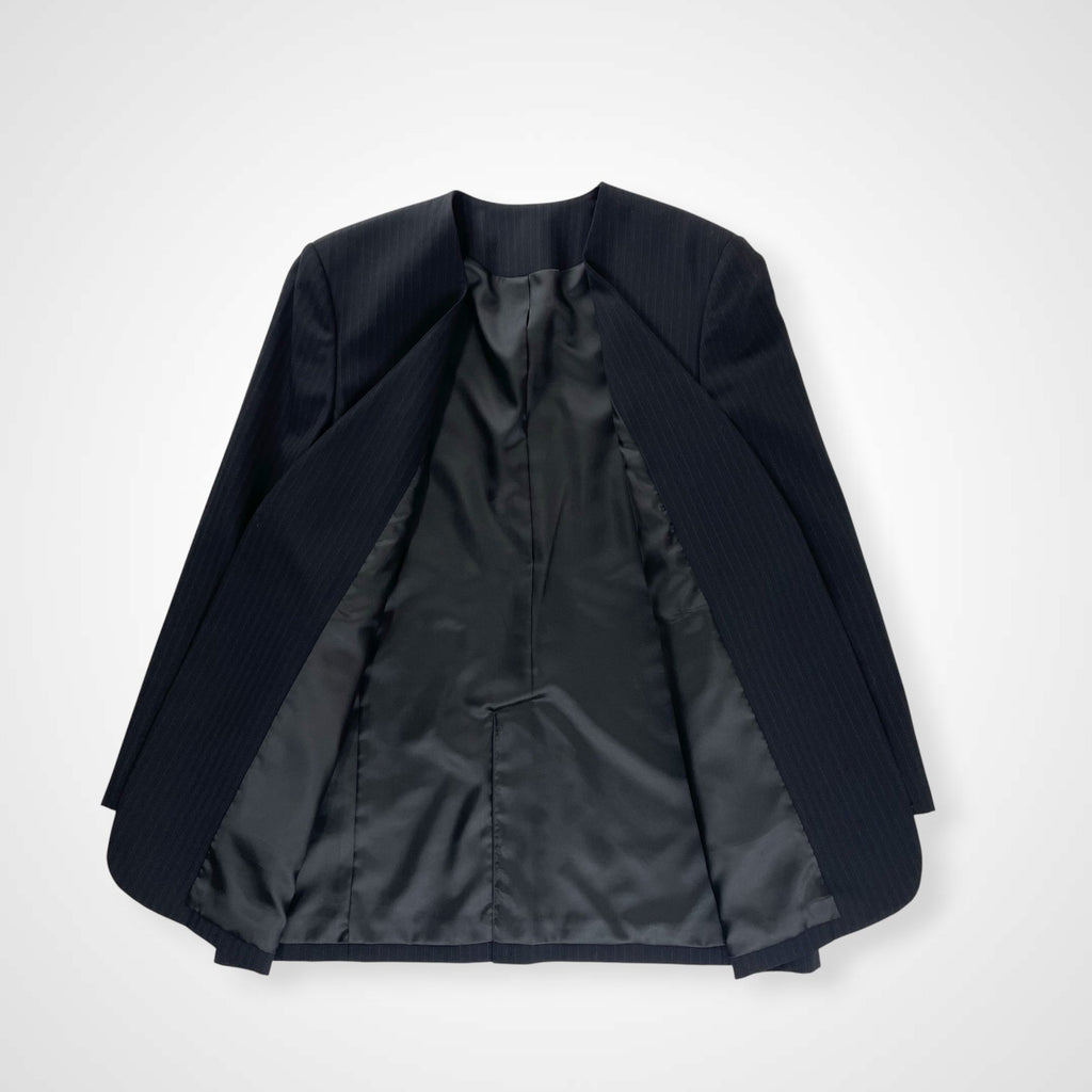 BEAUTY＆YOUTH ビューティーアンドユース / ストライプノーカラージャケット ブラック 23AW 参考定価：32,000+tax SIZE:S
