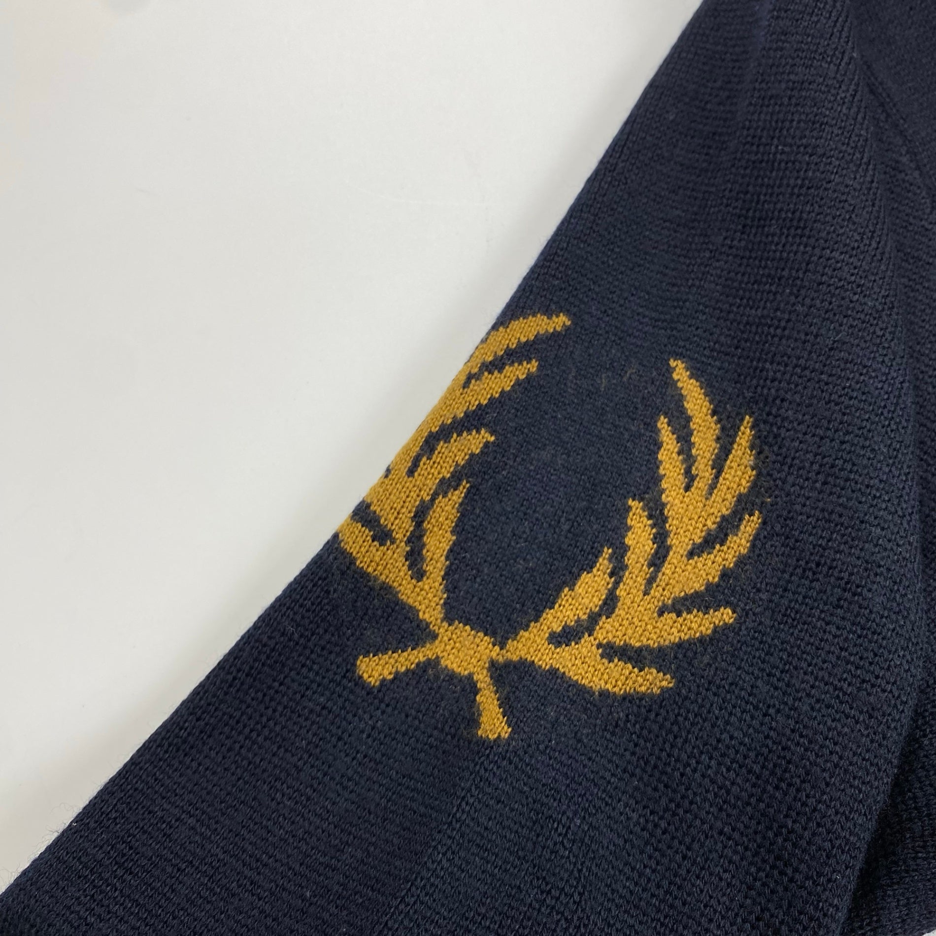 FRED PERRY フレッドペリー / スリーブロゴ ジャガードロゴニット SIZE:M