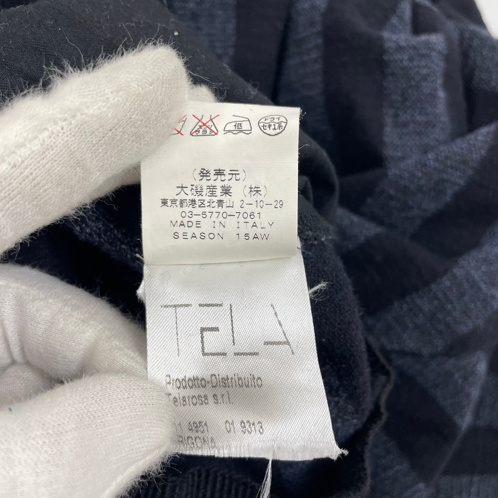 TELA テラ / ツイードストライプスカート ネイビーグレー×ブラック イタリア製 参考定価：30,000程度 SIZE:42