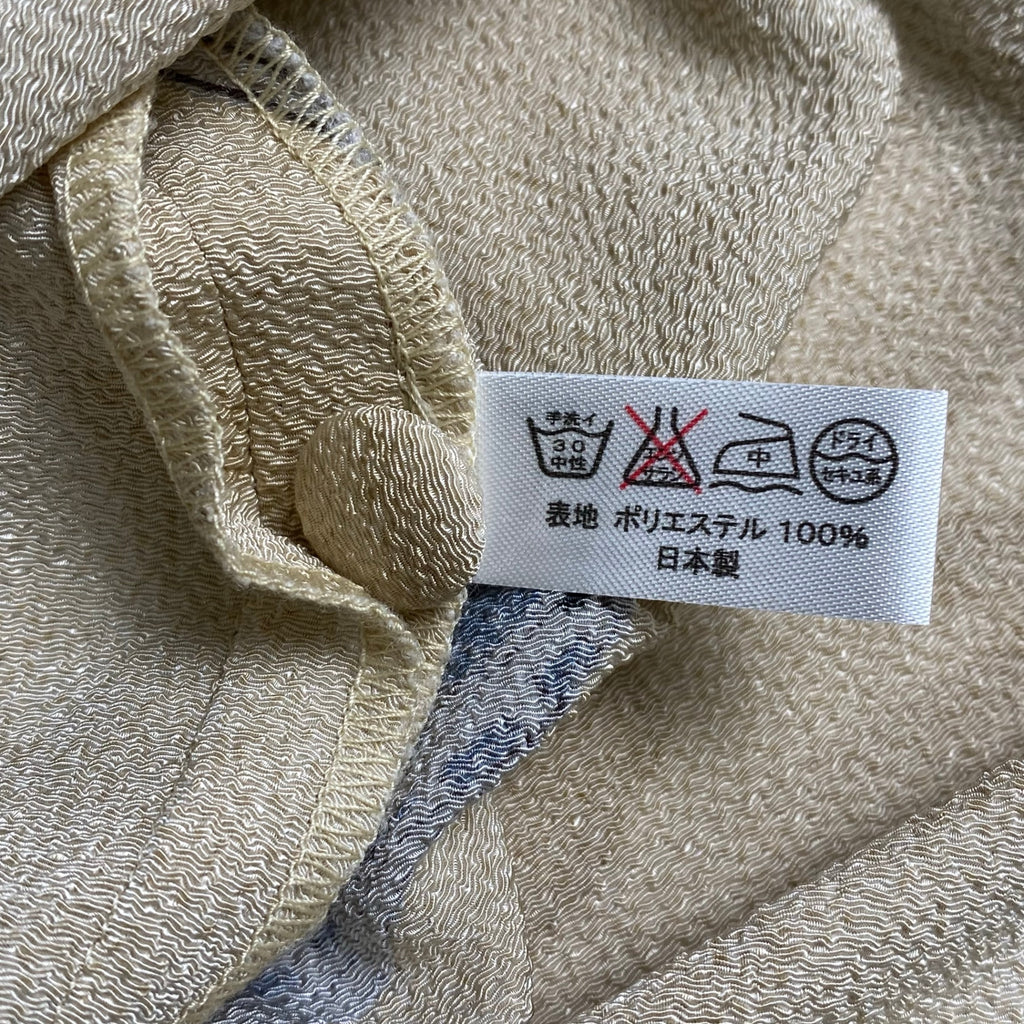 詩仙堂 BY HITOSHI TAMURA / 日本画 舟柄 ちりめん ワンピース くるみボタン 日本製 参考定価：35,000程度