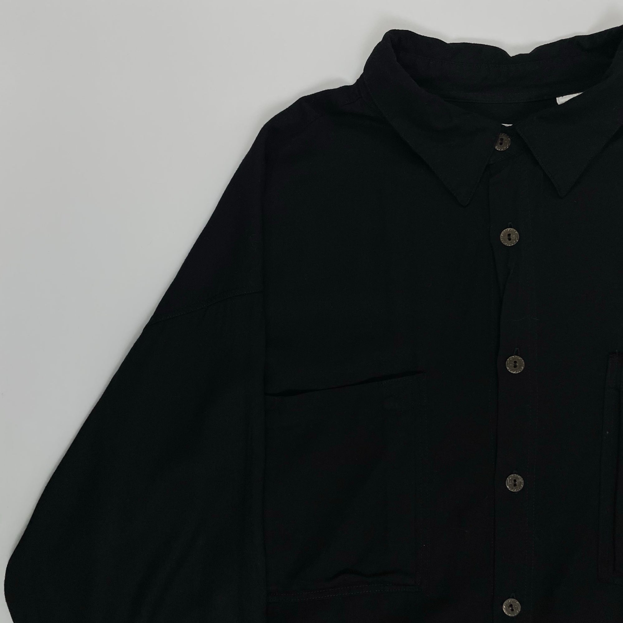 VINTAGE ヴィンテージ / レーヨンヴィンテージシャツ 彫金メタルボタン ブラック SIZE:XL