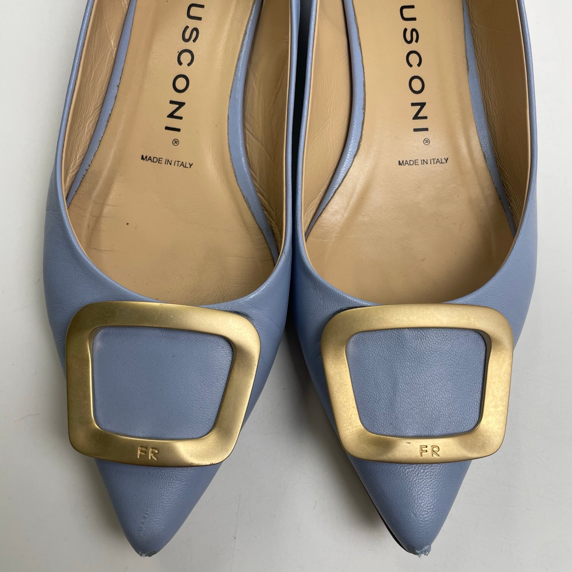 FABIO RUSCONI ファビオルスコーニ / ポインテッドフラットパンプス 箱・布袋付 参考定価：32,000+tax SIZE:38