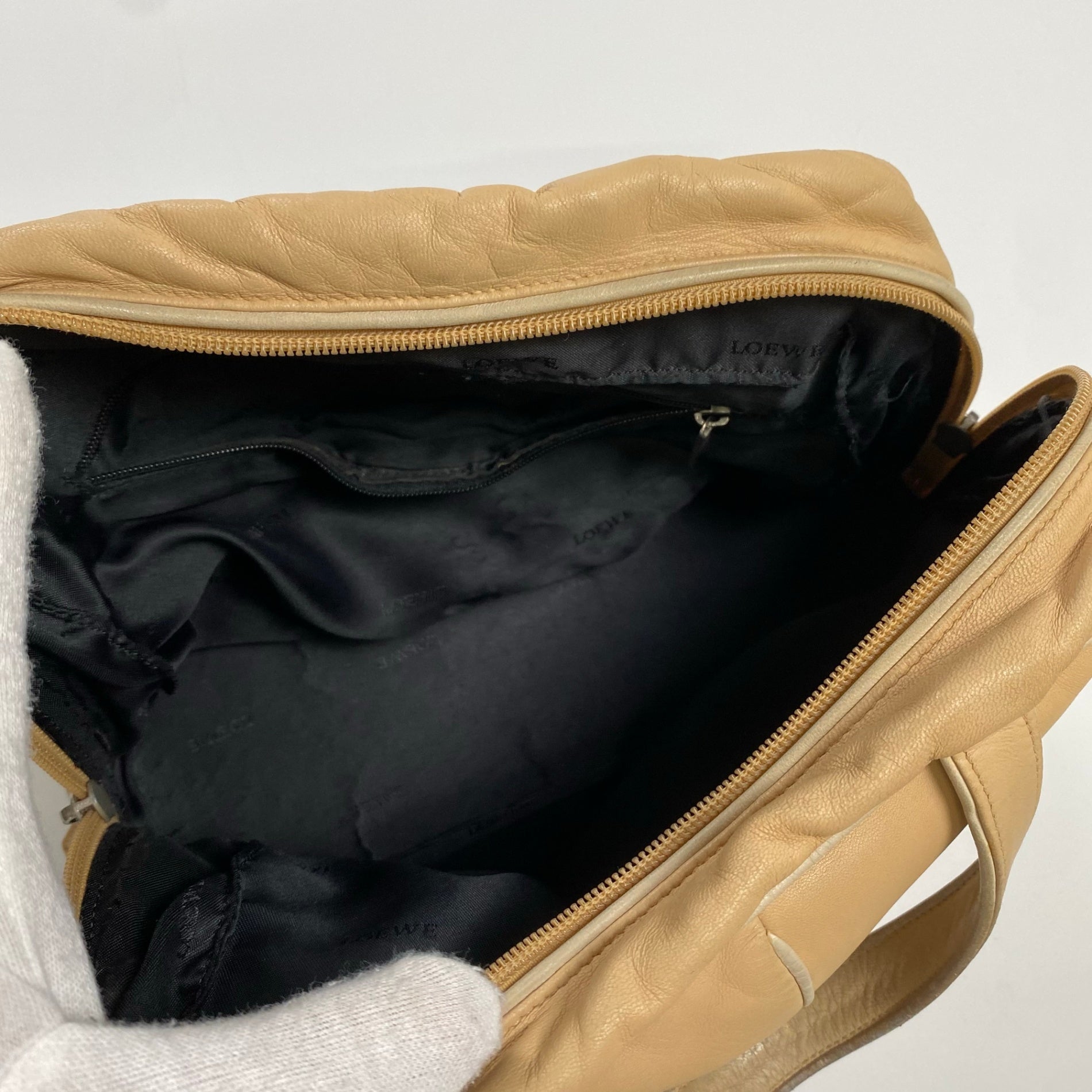 LOEWE ロエベ / ミニボストンハンドバッグ ラムレザー ベージュ