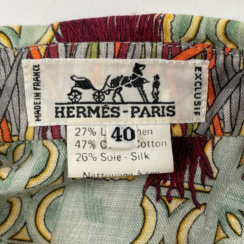 HERMES / 80s VINTAGE コットンシルクリネンMIXシャツ SIZE：40