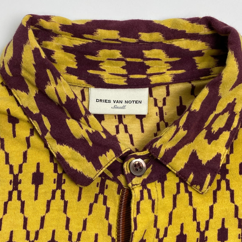 10SS DRIES VAN NOTEN ドリスヴァンノッテン / 総柄 コットンポロシャツ イエロー×パープル SIZE：S