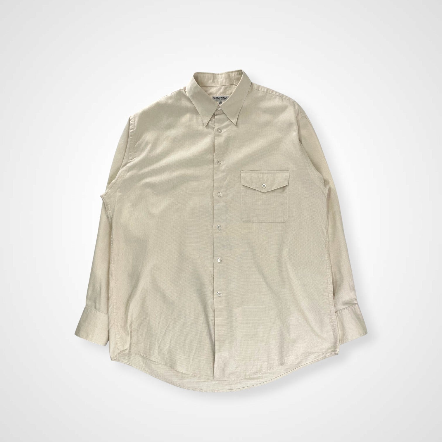 GIORGIO ARMANI LE COLLEZIONI ジョルジオアルマーニ / 80s ヴィンテージシャツ ホワイト×ベージュ SIZE：15 1/2