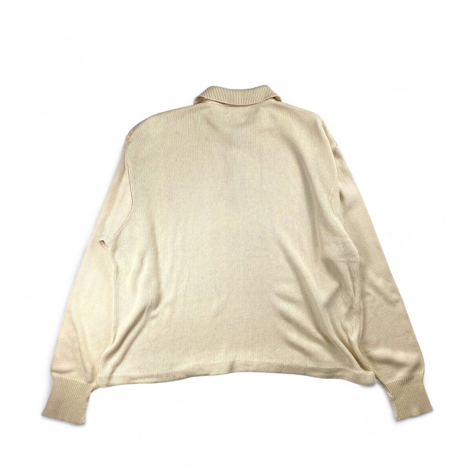 【超希少】 90s Polo by Ralph Lauren ポロ ラルフローレン / シルク100％ ワイド・ショート ニット ポロシャツ SIZE：XL
