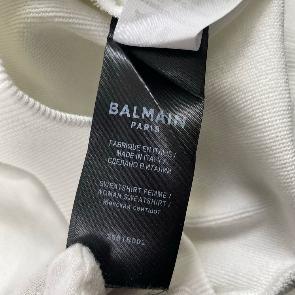 BALMAIN バルマン / プリントロゴラグランスウェット ホワイト 参考定価：69,000+tax SIZE:S