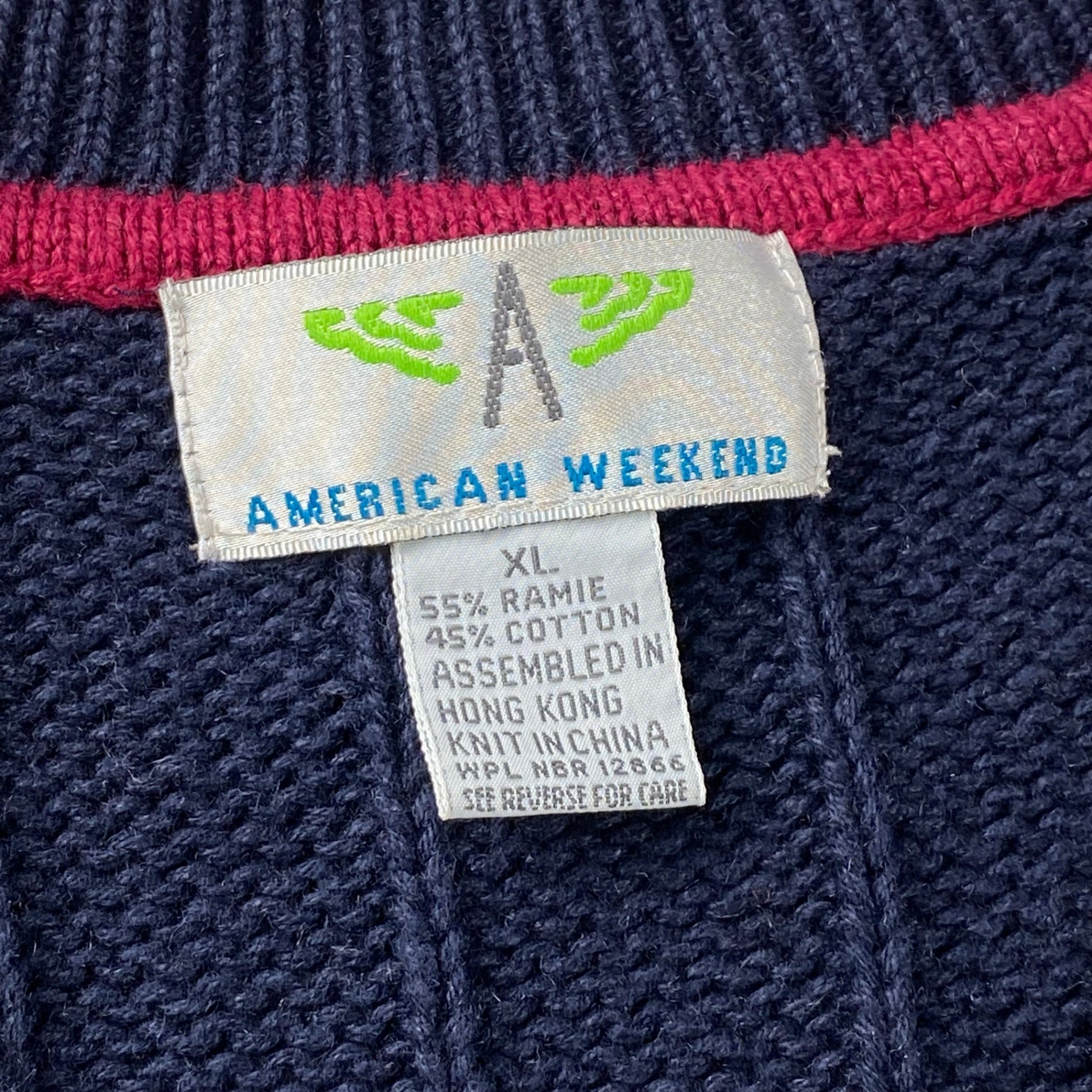 古着 AMERICAN WEEKEND アメリカン ウィークエンド / チルデン 3D ニット コットンリネン SIZE:XL