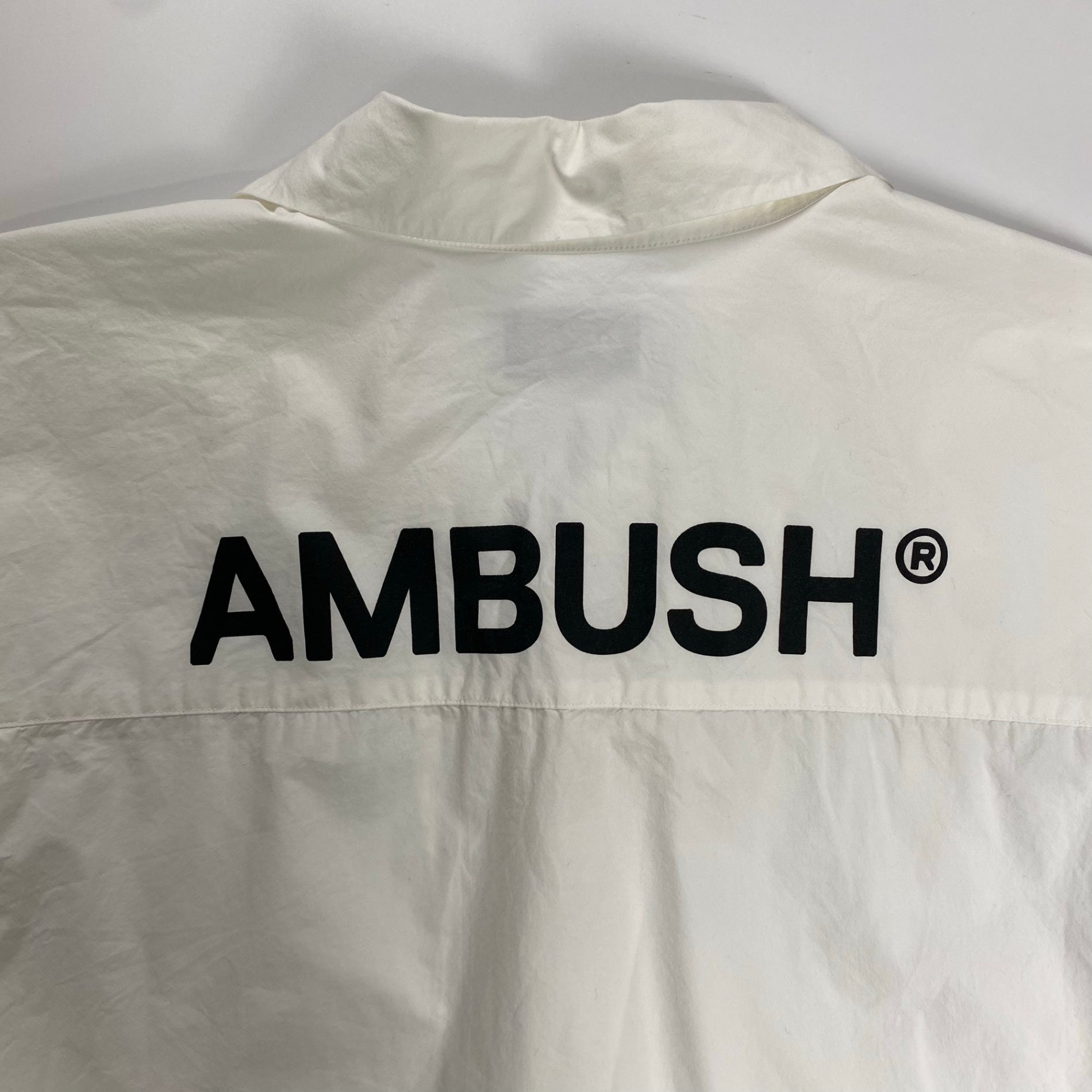 AMBUSH アンブッシュ / Back Logo Over Shirt ロゴ 半袖 シャツ ホワイト×ブラック SIZE：48(L程度)