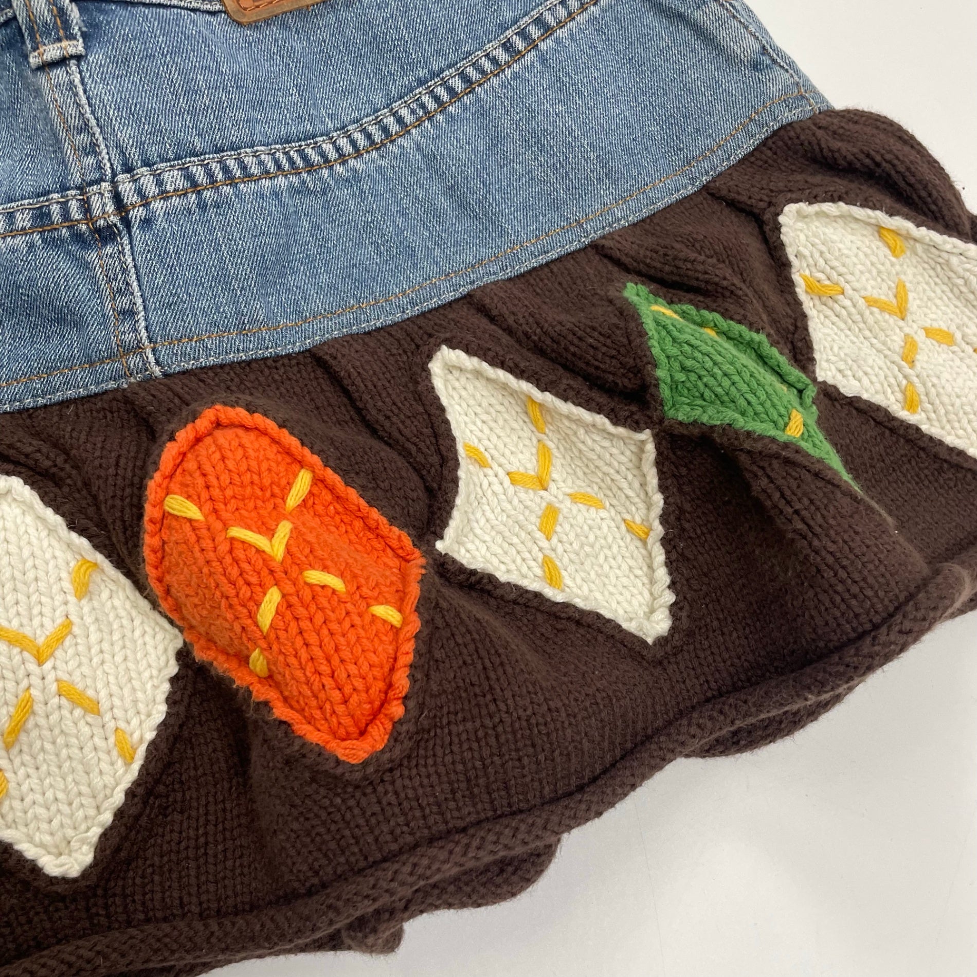 TOMMY HILFIGER トミーヒルフィガー / Y2K ニット切替デニムスカート SIZE:S