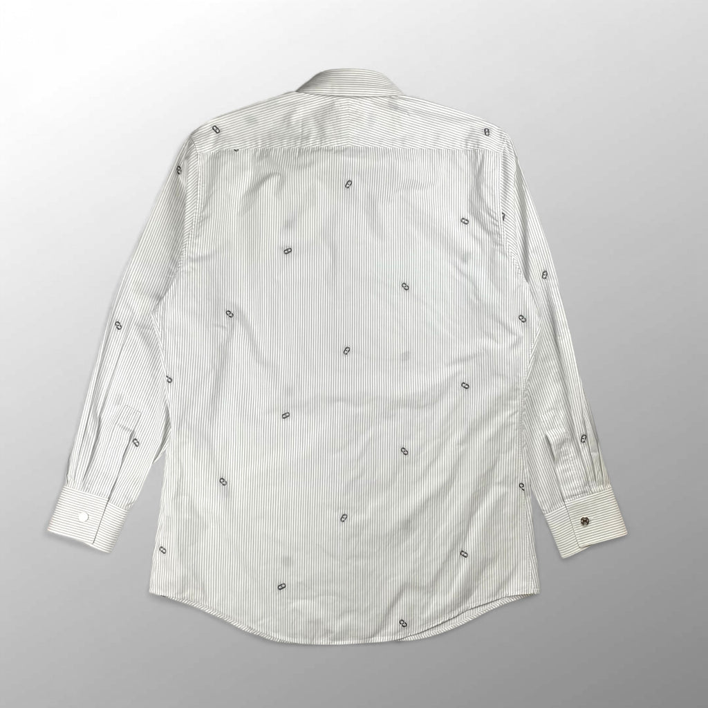 HERMES エルメス / シェーヌダンクル柄 ストライプ シャツ セリエボタン SIZE:40（L程度）