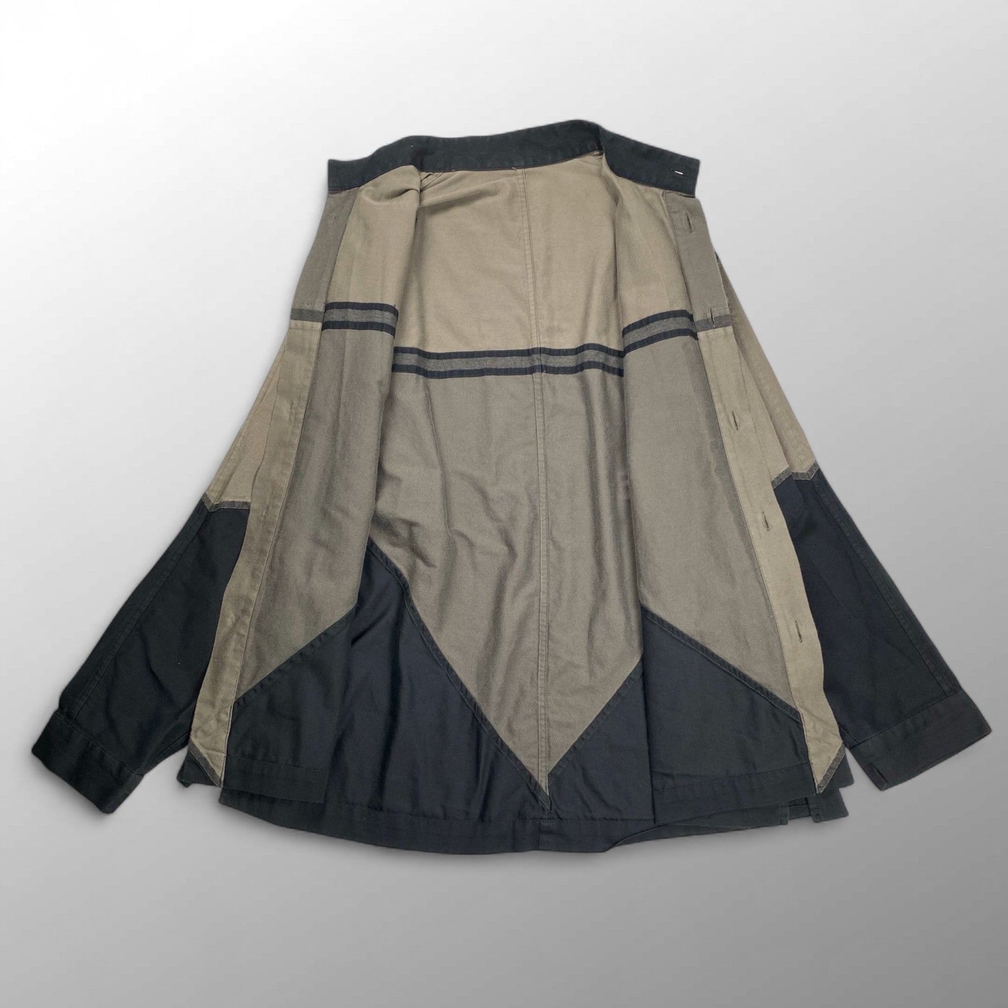 A-POC ABLE ISSEY MIYAKE エイポック エイブル イッセイミヤケ / ジオメトリックシャツ カラーレス 幾何学 グレー×ブラック SIZE:3