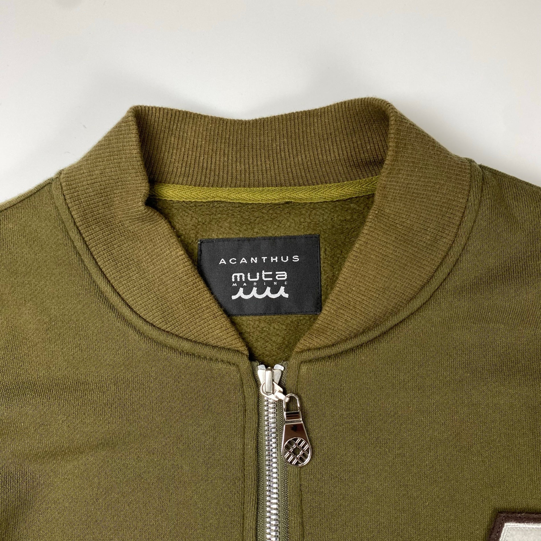 ACANTHUS アカンサス × muta MARINE ムータマリン / コラボ MA-1ジャケット スウェット地 カーキ SIZE:M