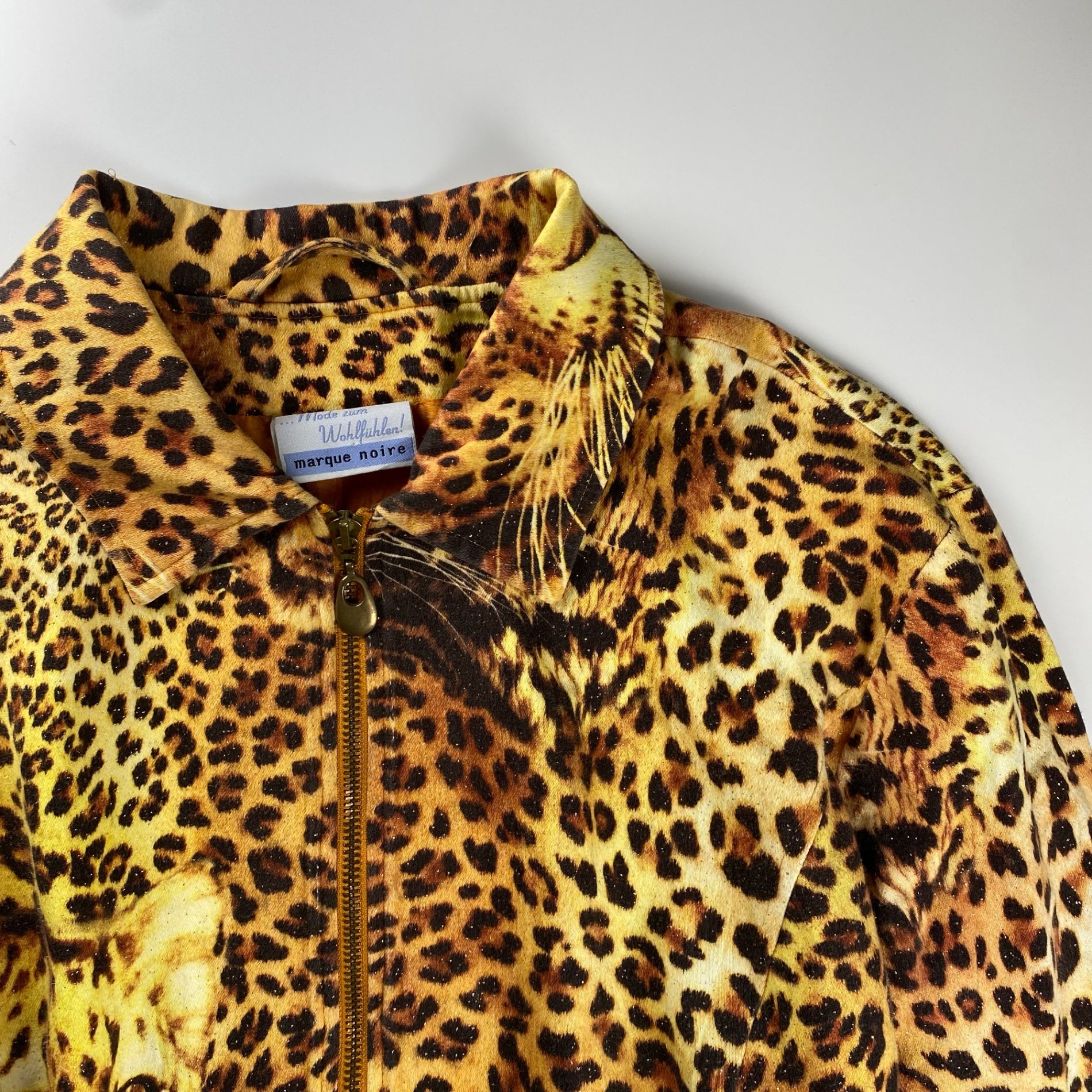 ジャーマンデザイナーズ 古着 marque noire / ヒョウ柄 ビッグシルエット ジッアップジャケット ドイツ ジャーマン SIZE：XL程度