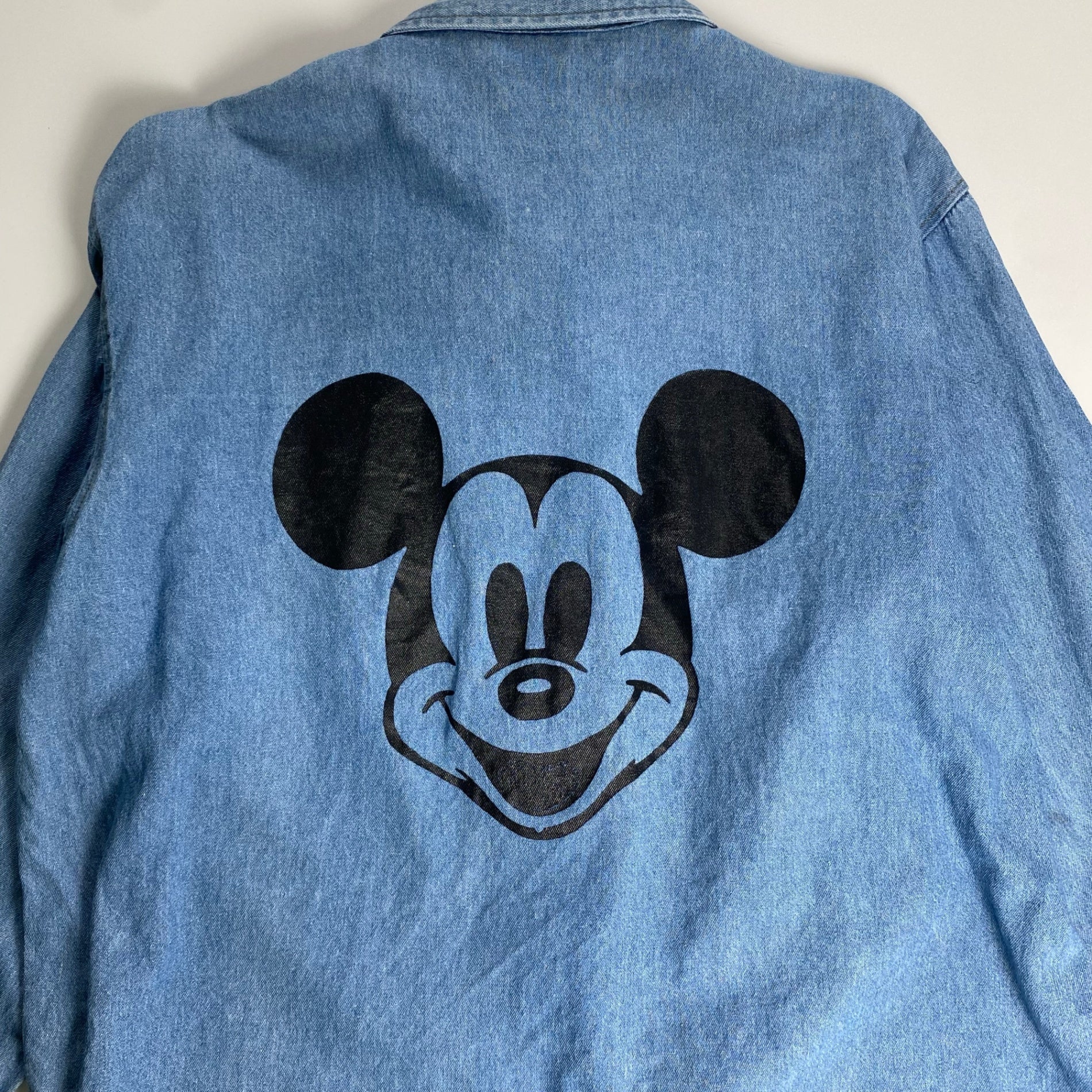 90年代 MICKEY UNLIMITED ディズニー ミッキー / ミッキープリント デニムシャツ ユニセックス SIZE：L