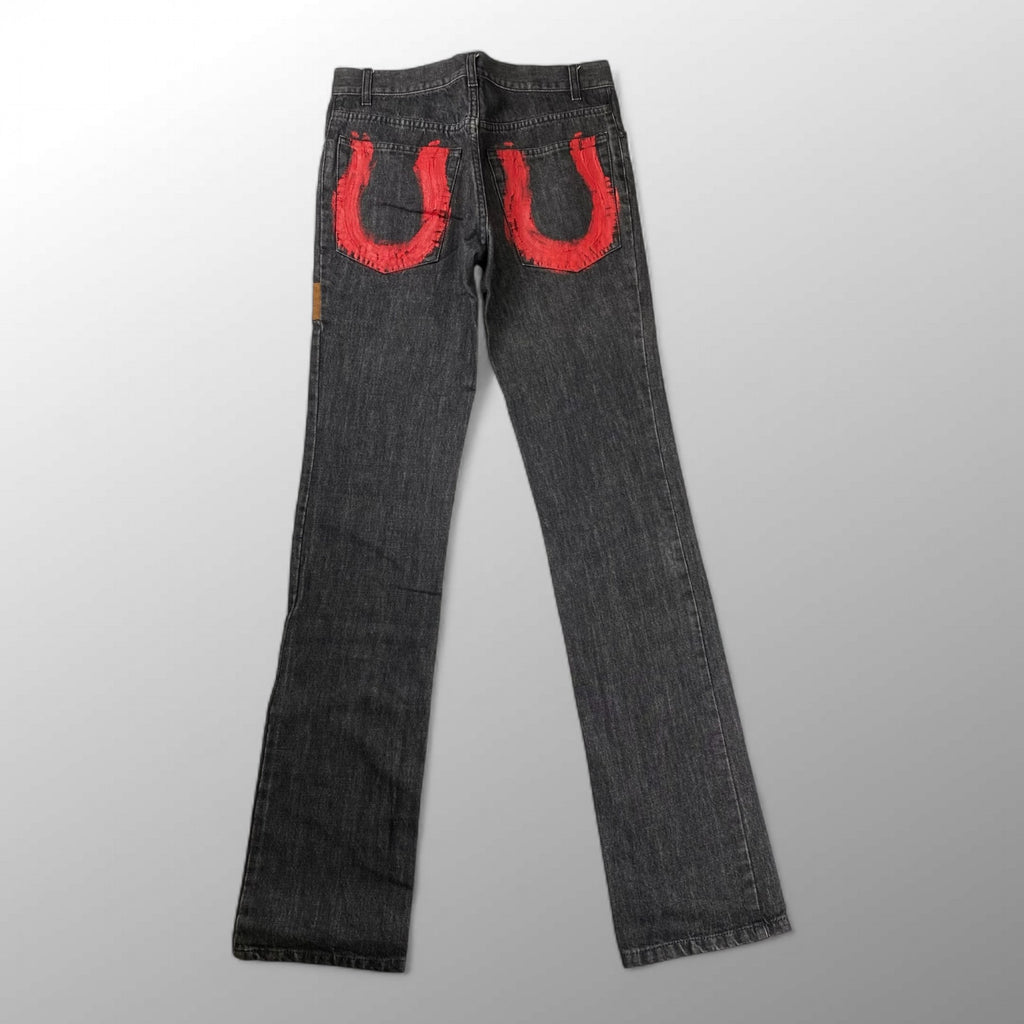 ARCHIVE John Galliano ジョン ガリアーノ / 馬蹄ペイント デニムパンツ スウェードロゴ SIZE:44（W80cm）