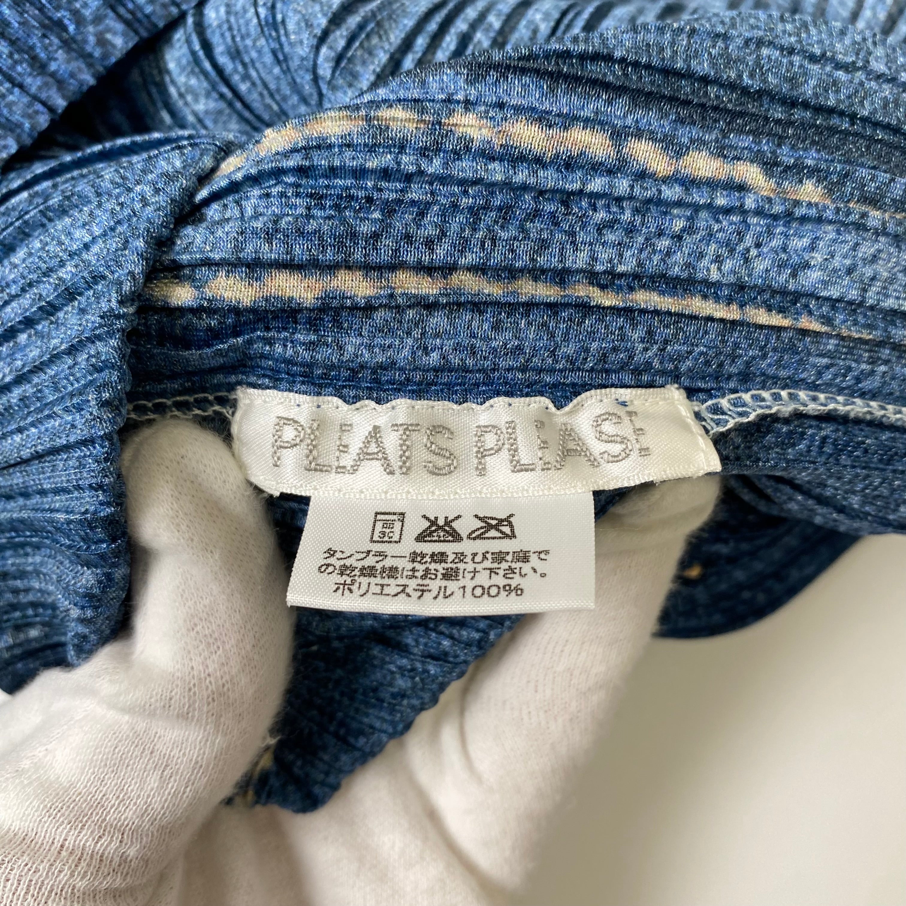 PLEATS PLEASE ISSEY MIYAKE プリーツプリーズ イッセイミヤケ パッチワーク デニム転写 プリーツ シャツ
