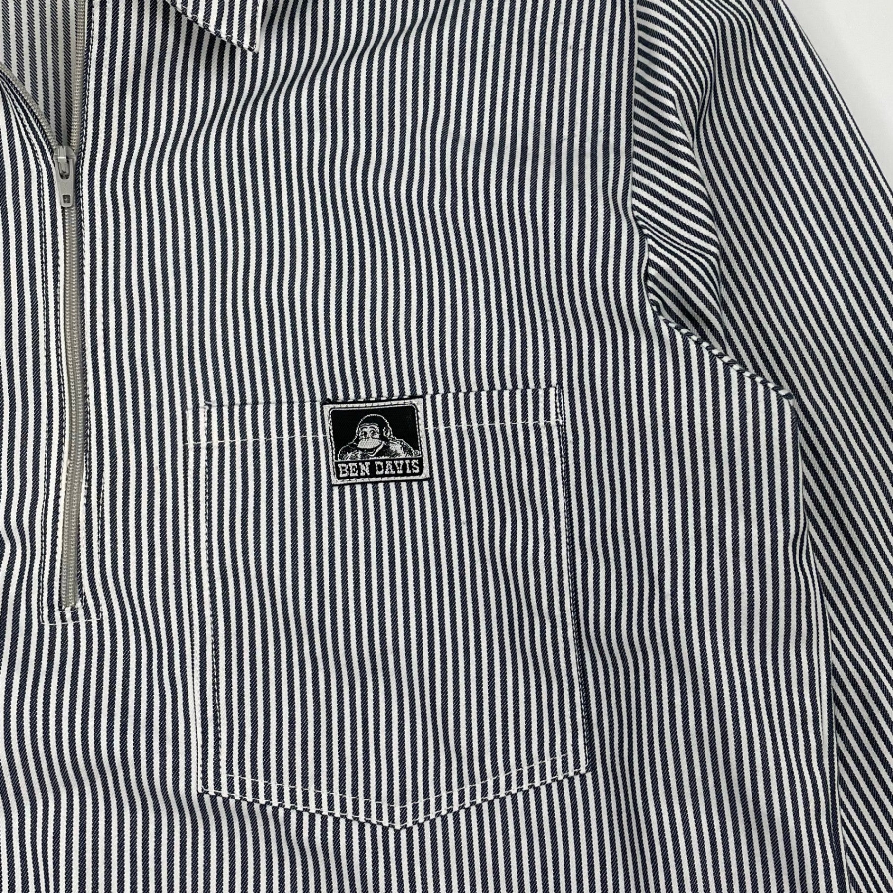 BEN DAVIS ベンデイビス / ハーフジップヒッコリーシャツジャケット 日本製 SIZE：M