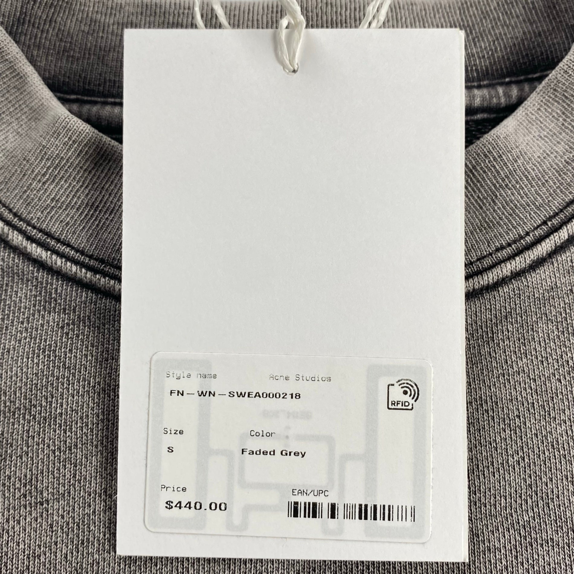 【タグ付】 Acne Studios アクネストゥディオズ / Blurred Logo Sweatshirt 短丈 スウェット ロゴ Faded Grey 23AW 参考定価：59,000+tax SIZE:S