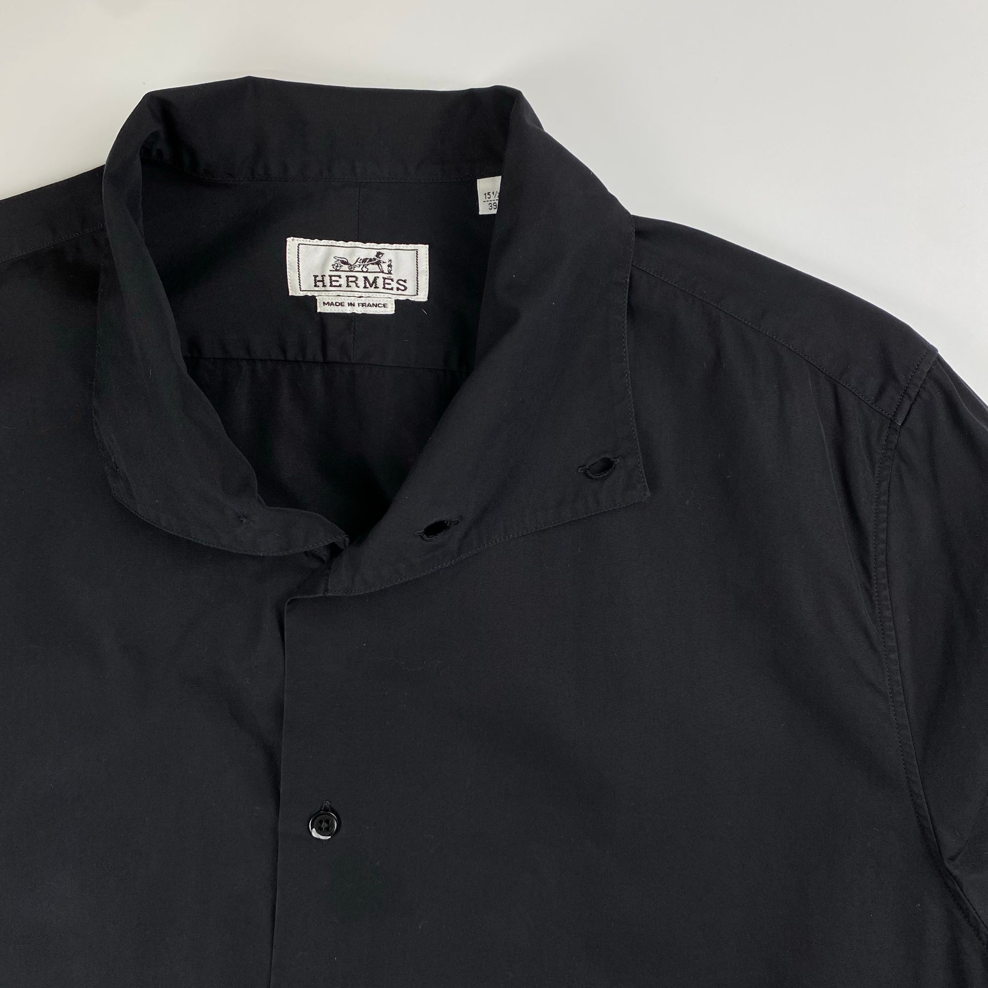 HERMES エルメス / スタンドカラー シャツ セリエボタン 変形デザイン SIZE：39（M程度）