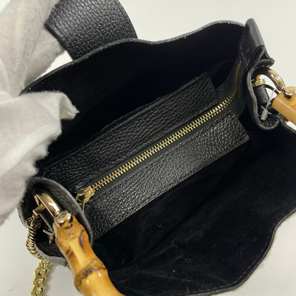 LAURA DI MAGGIO ローラ ディ マッジオ / ハラコ×レザーバンブーハンドルバッグ 未使用品 参考定価：33,000+tax