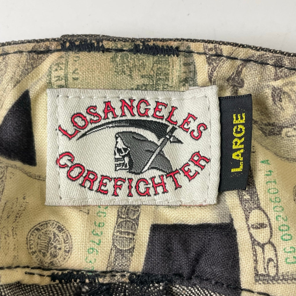COREFIGHTER / マネー柄裏地 クロップドデニムパンツ 参考定価：18,000程度 SIZE:L