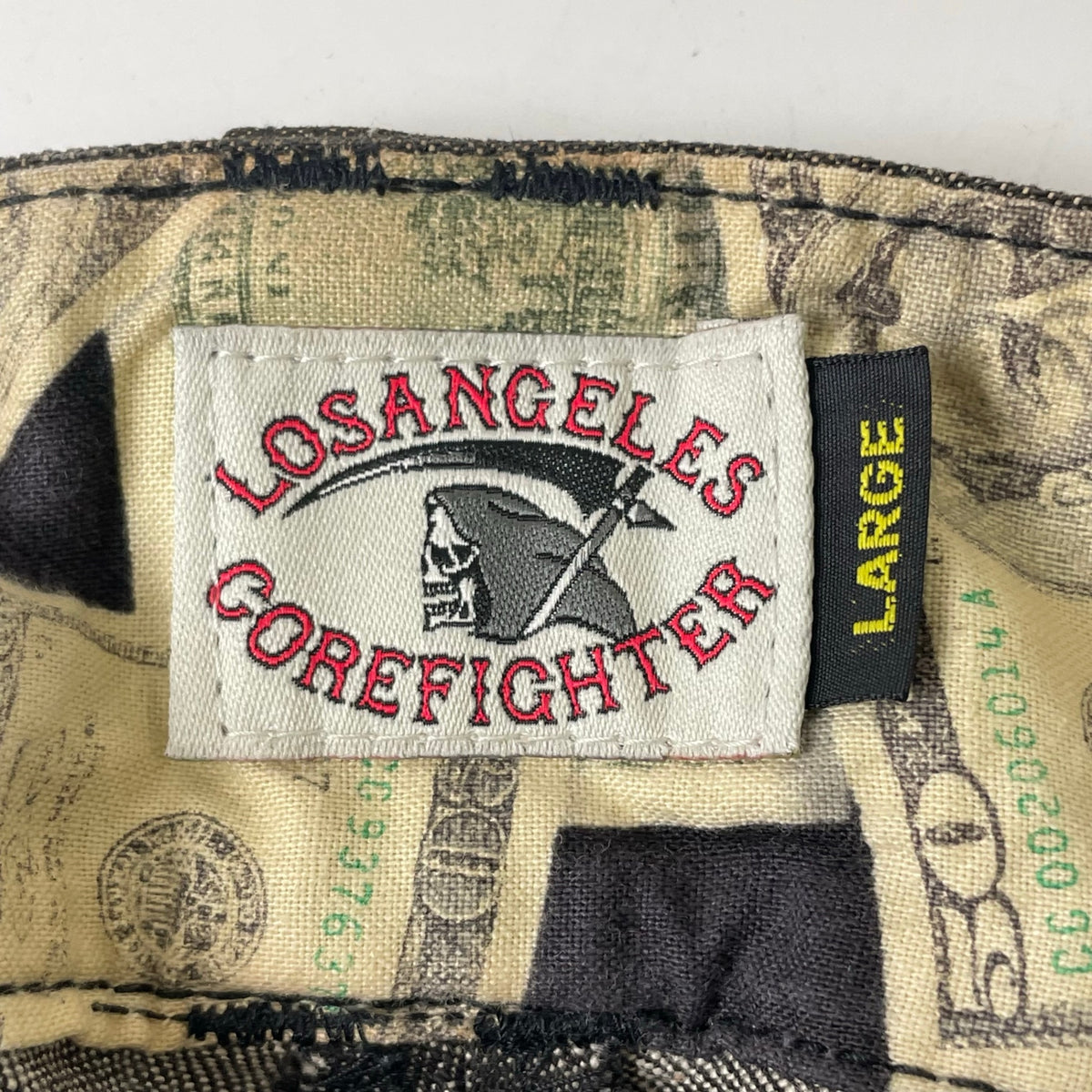 COREFIGHTER / マネー柄裏地 クロップドデニムパンツ 参考定価：18,000程度 SIZE:L