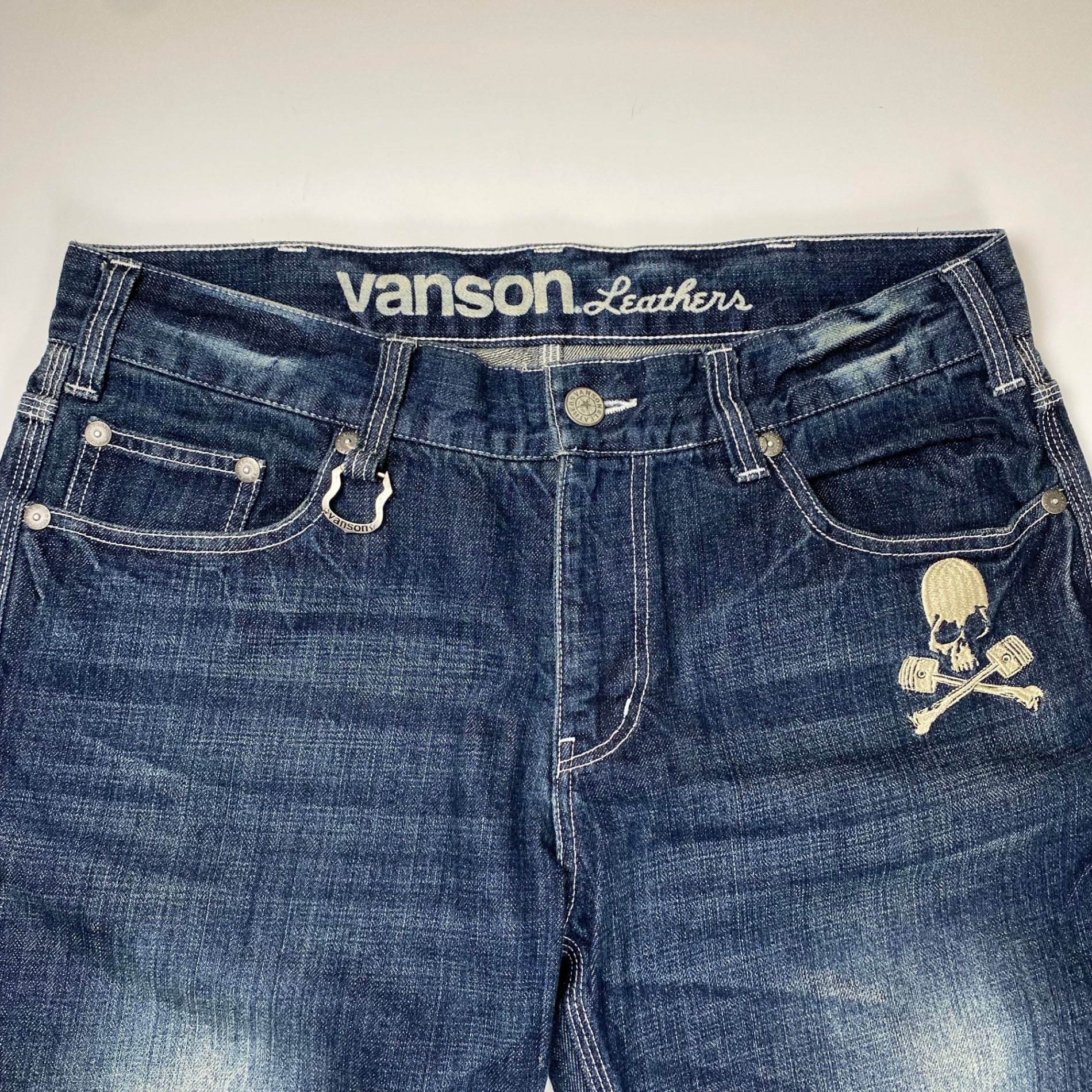 vanson × 「クローズ」武装戦線 / スカル刺繍デニムパンツ インディゴ THE FRONT OF ARMAMENT SIZE：W34