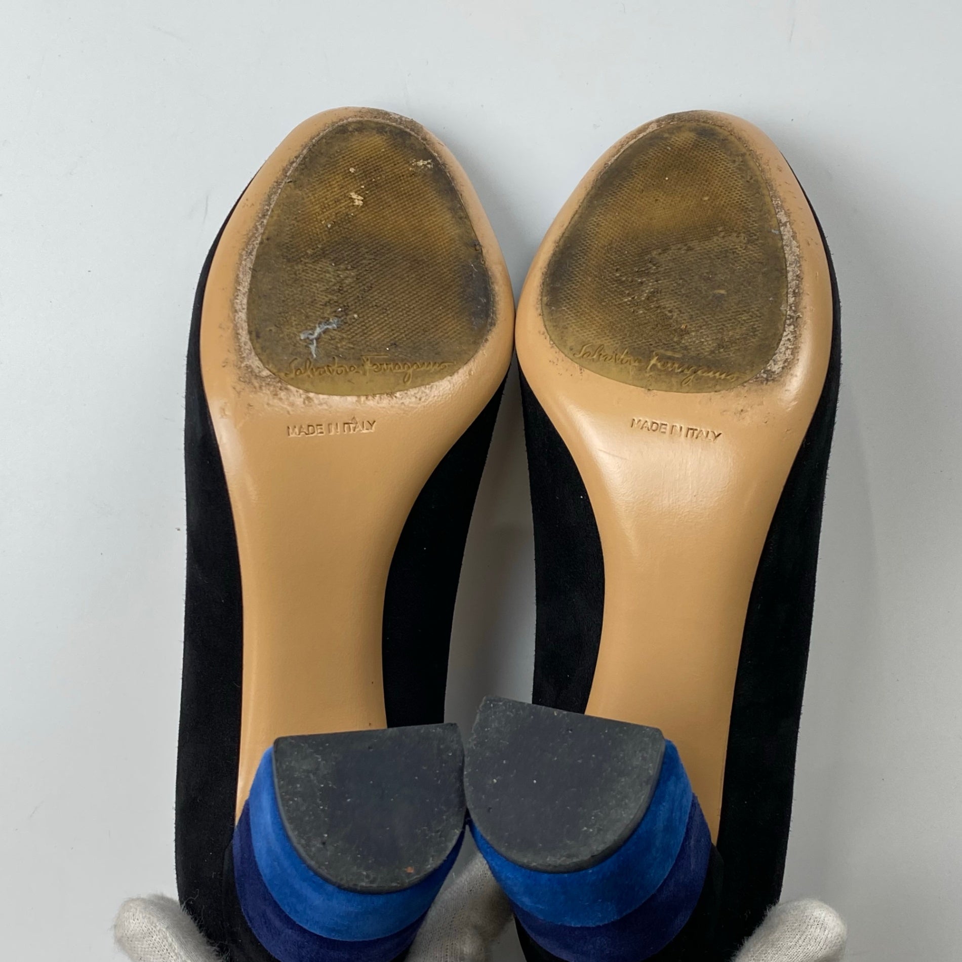 SALVATORE FERRAGAMO サルバトーレ フェラガモ / ヌバック ヒール パンプス SIZE:6 1/2（24cm程度）