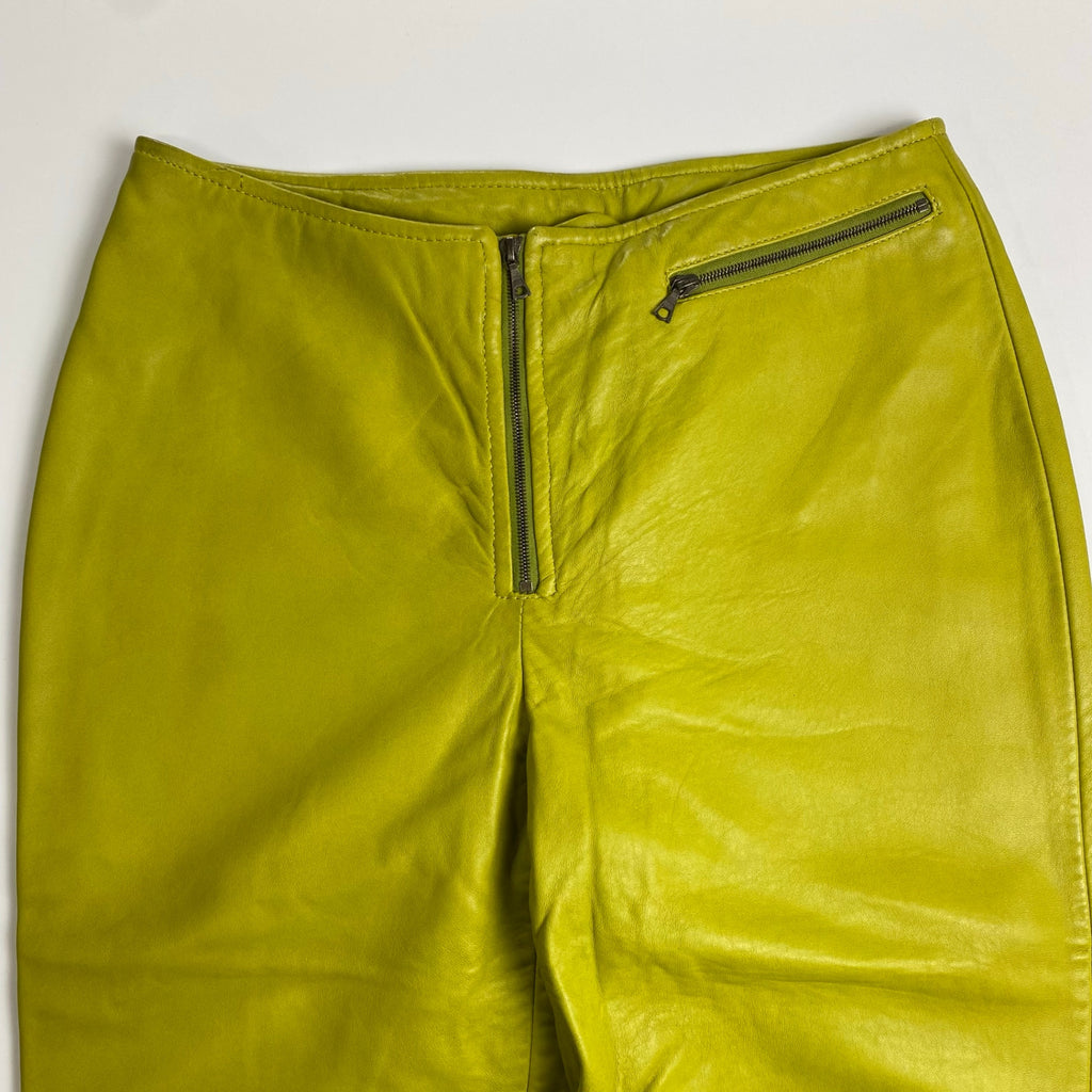 90s ck CALVIN KLEIN カルバンクライン / ヴィンテージ ラムレザーパンツ ピスタチオカラー SIZE：2