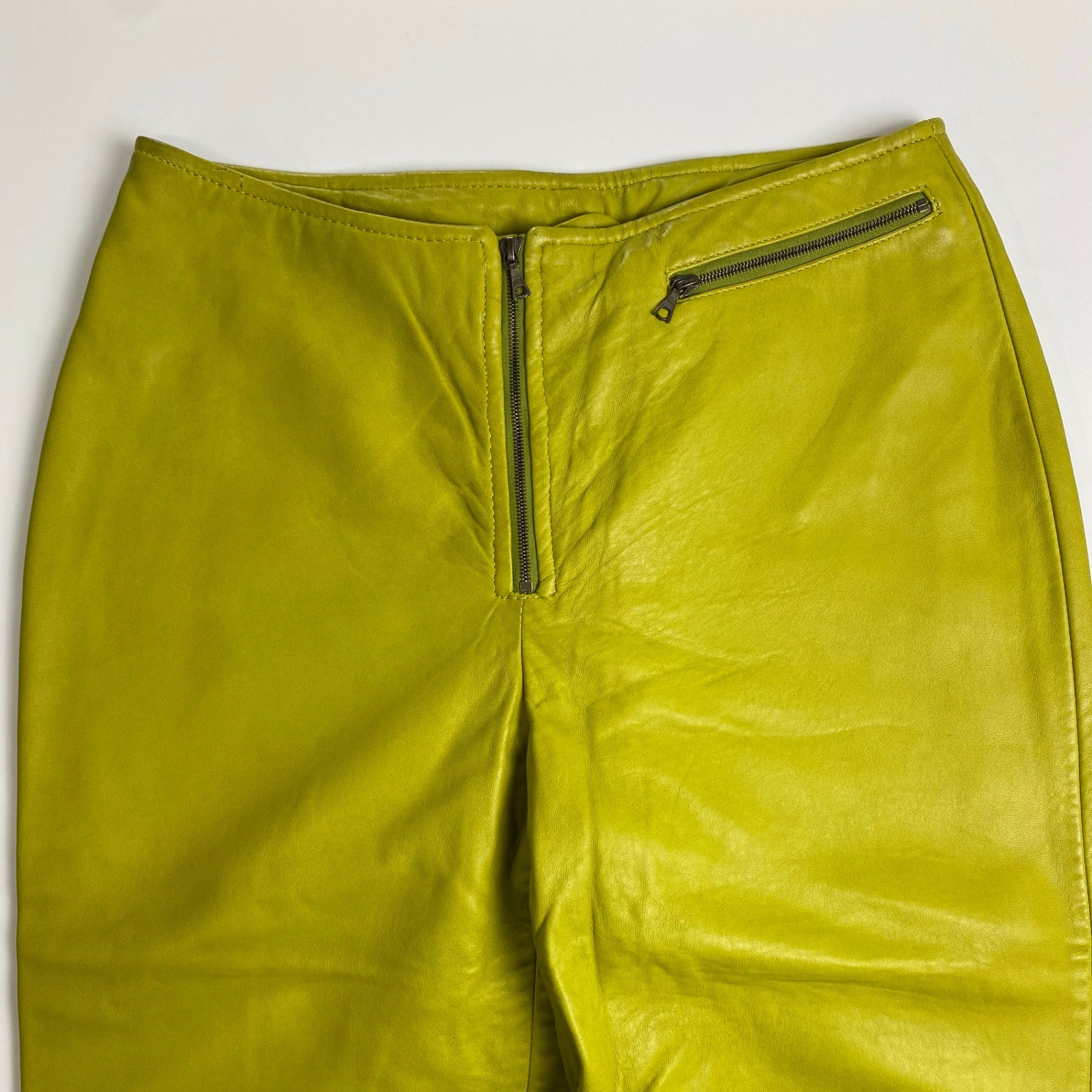 90s ck CALVIN KLEIN カルバンクライン / ヴィンテージ ラムレザーパンツ ピスタチオカラー SIZE：2