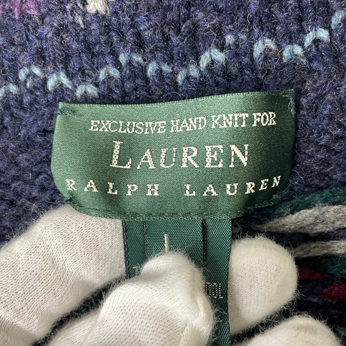 LAUREN RALPH LAUREN / ハンドニットショールカラーカーディガン SIZE:L