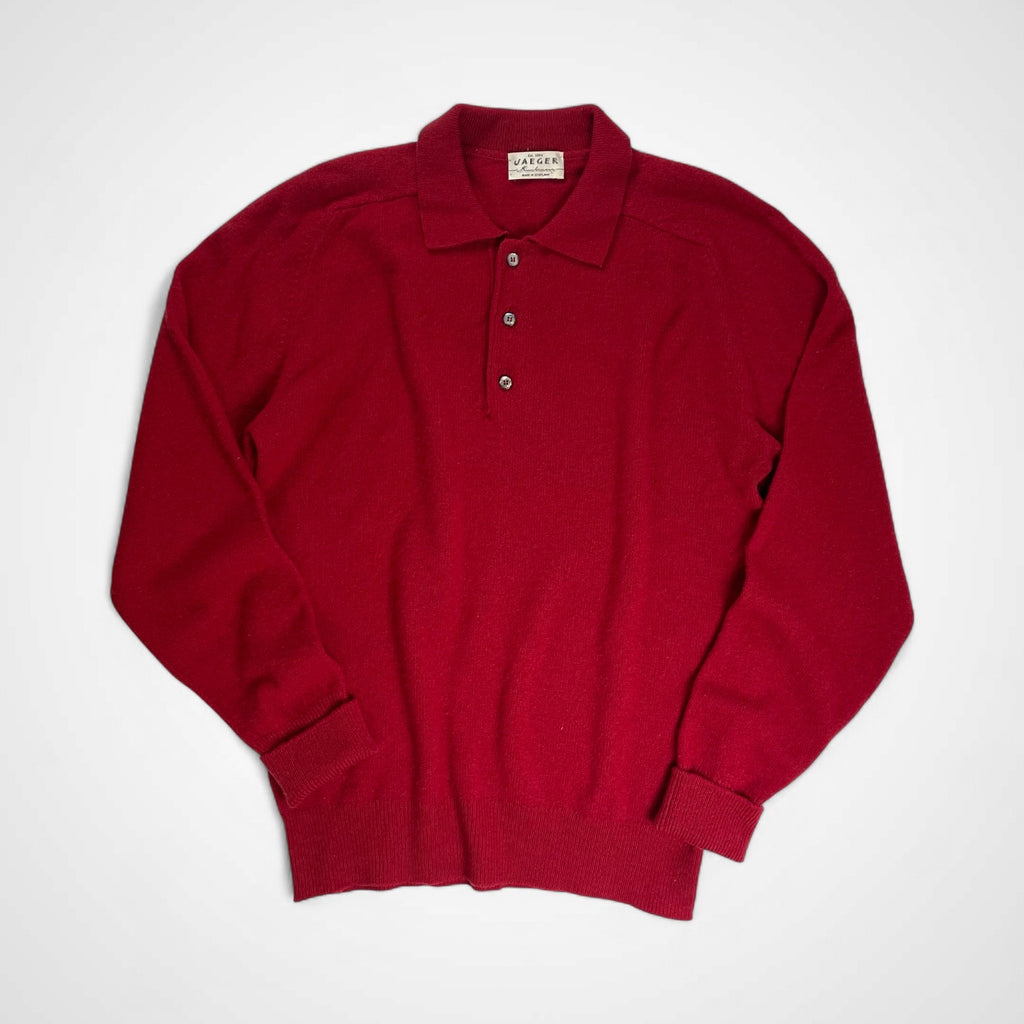 JAEGER イエガー VINTAGE ヴィンテージ / ラムウール ニットポロ MADE IN SCOTLAND SIZE：M-L程度