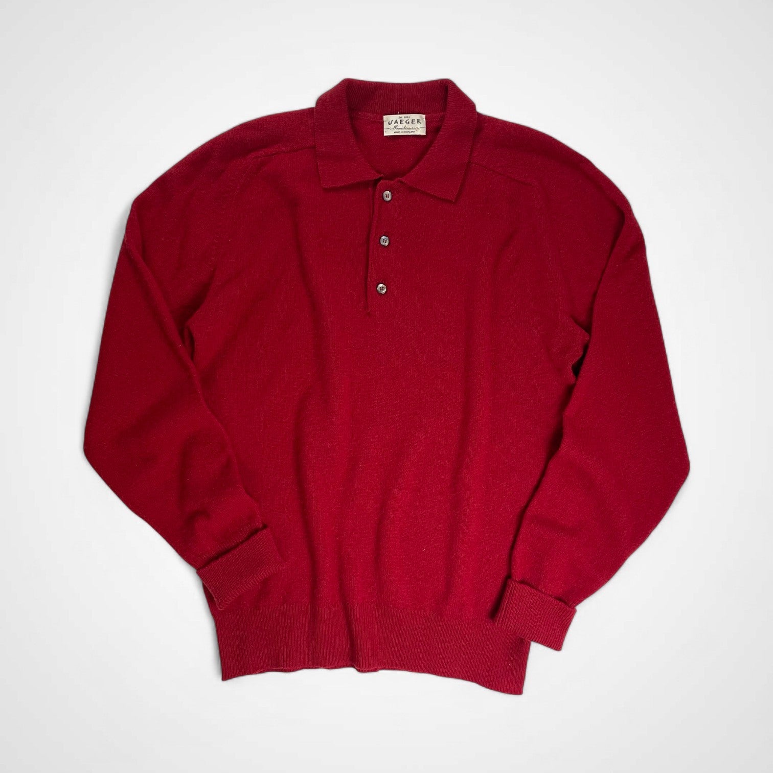 JAEGER イエガー VINTAGE ヴィンテージ / ラムウール ニットポロ MADE IN SCOTLAND SIZE：M-L程度