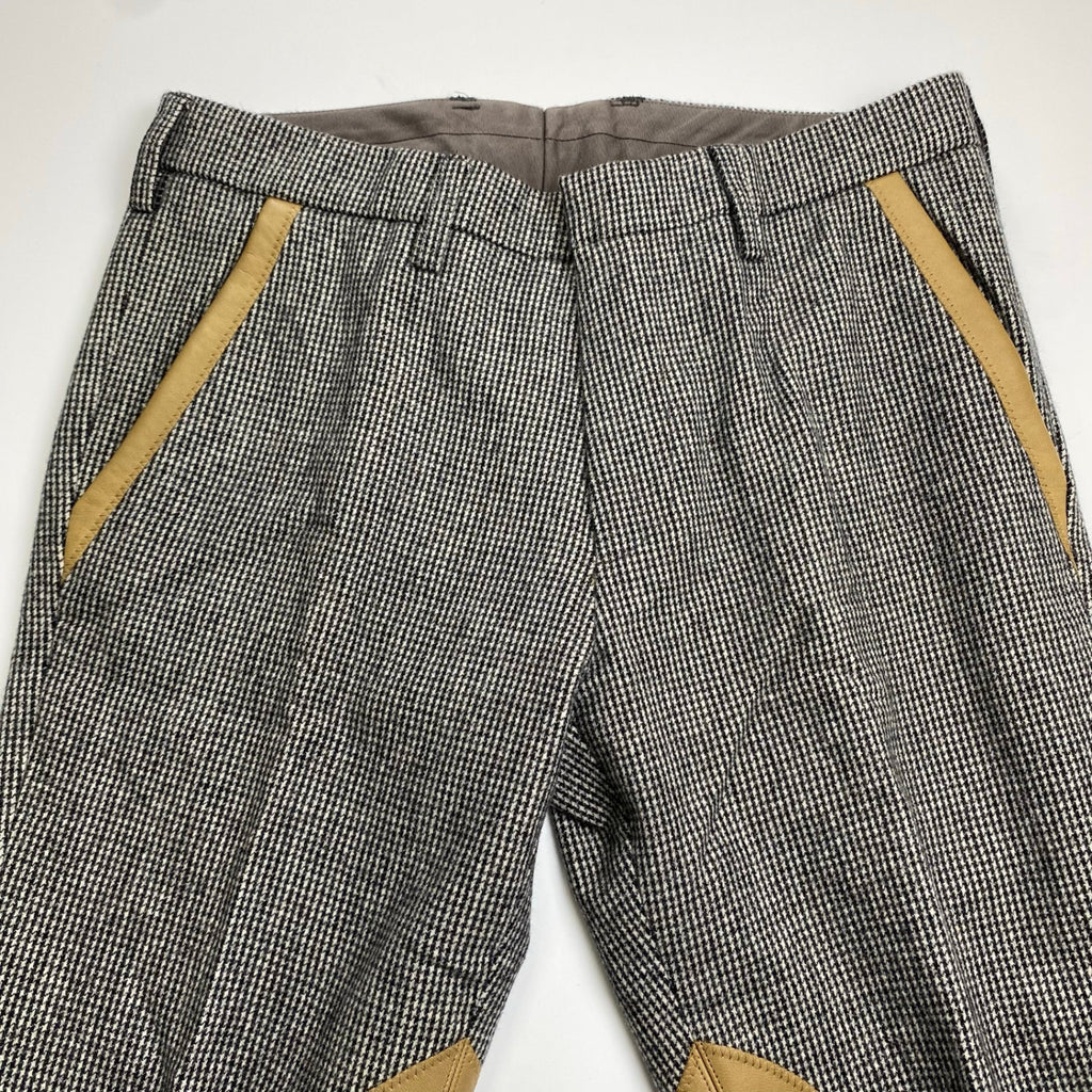 14AW kolor カラー / レザー切替 スラックス ハウンドトゥース グレー SIZE：1