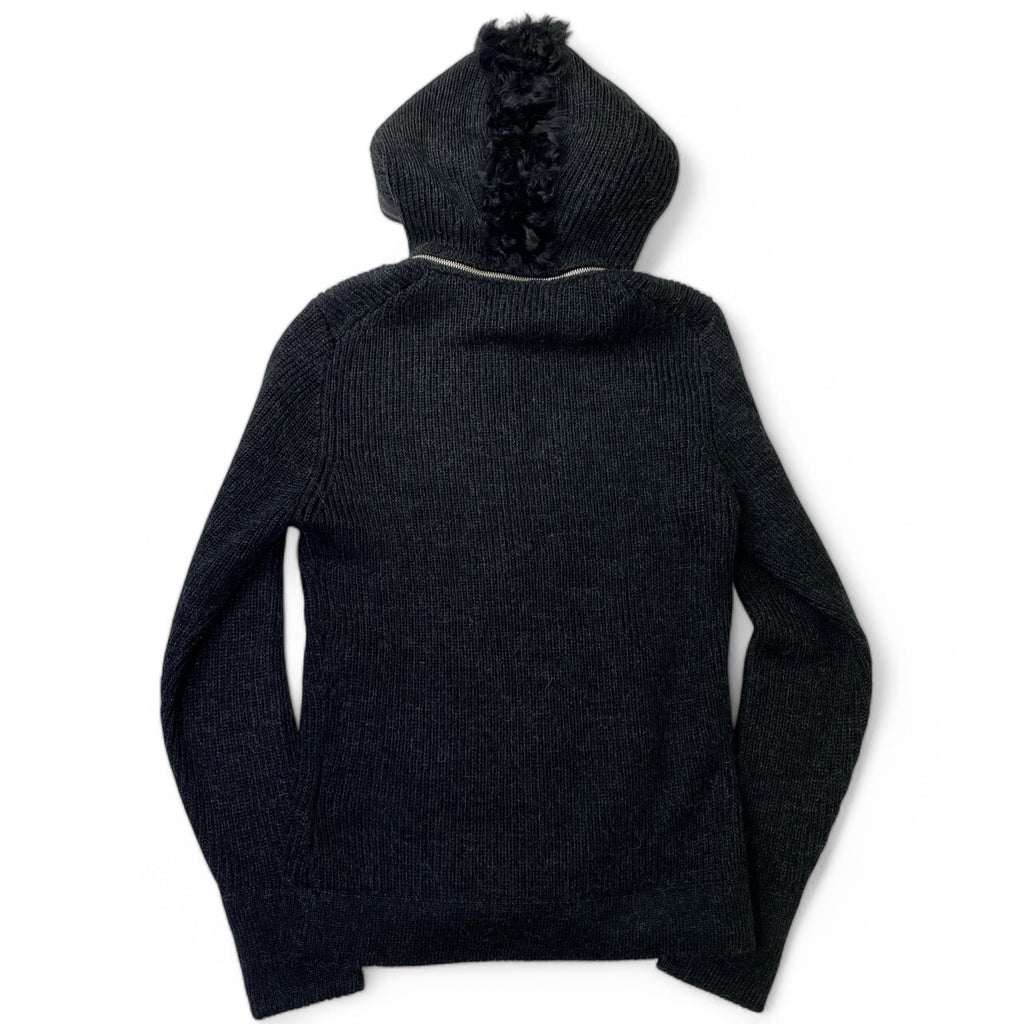 COMME CA DU MODE MEN コムサデモードメン  モヘヤ混ニットパーカー ラムレザー・ラムファー Y2K