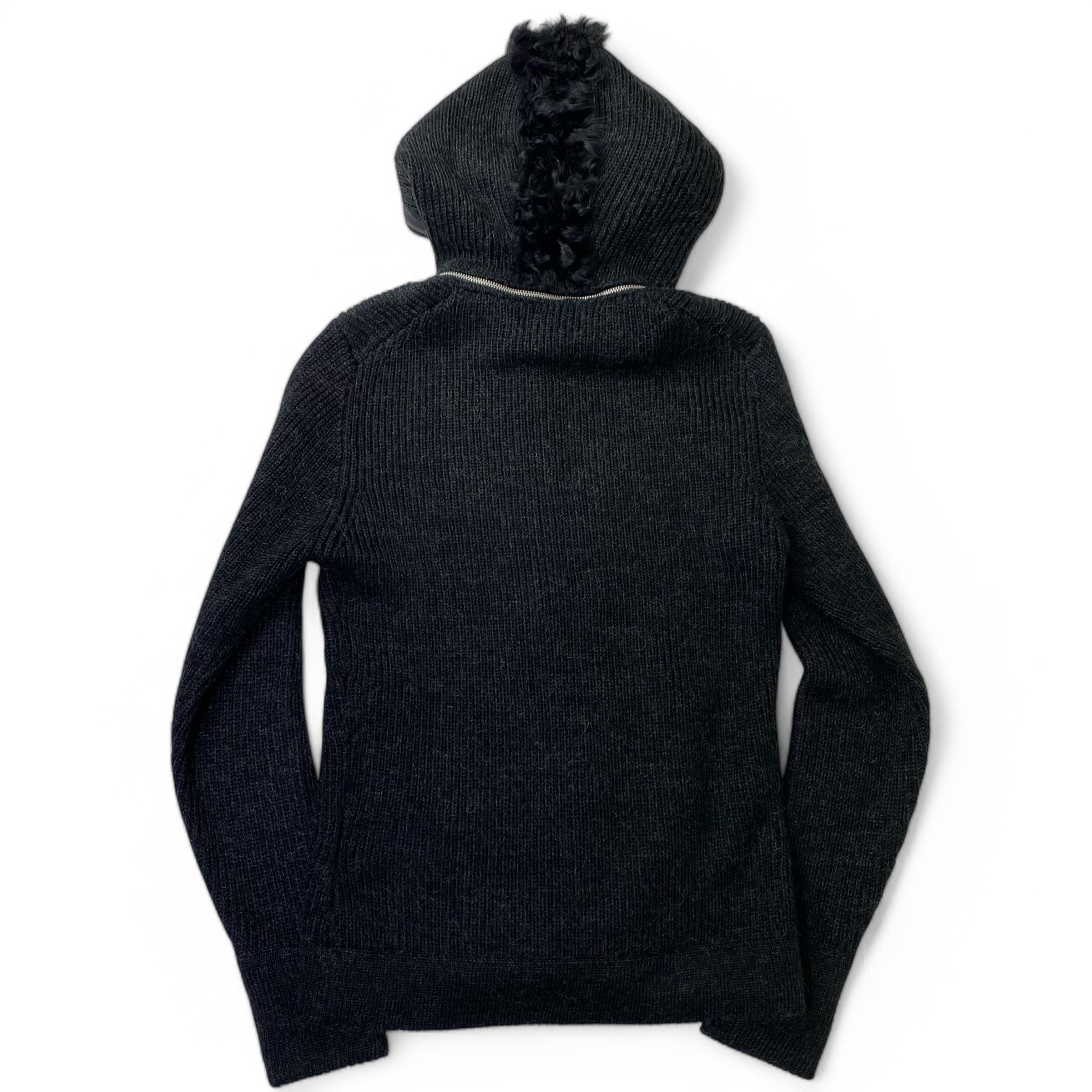 COMME CA DU MODE MEN コムサデモードメン  モヘヤ混ニットパーカー ラムレザー・ラムファー Y2K