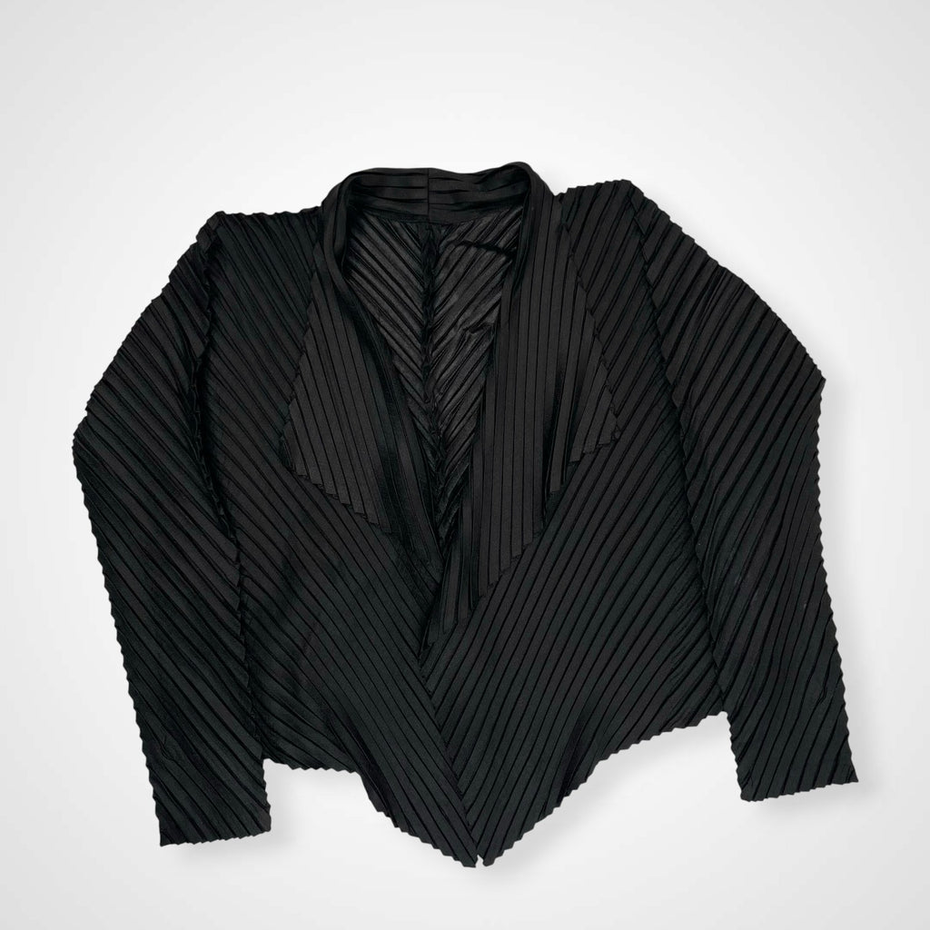 ISSEY MIYAKE イッセイミヤケ / ダイアゴナルプリーツジャケット ブラック IM23FO192 SIZE:2