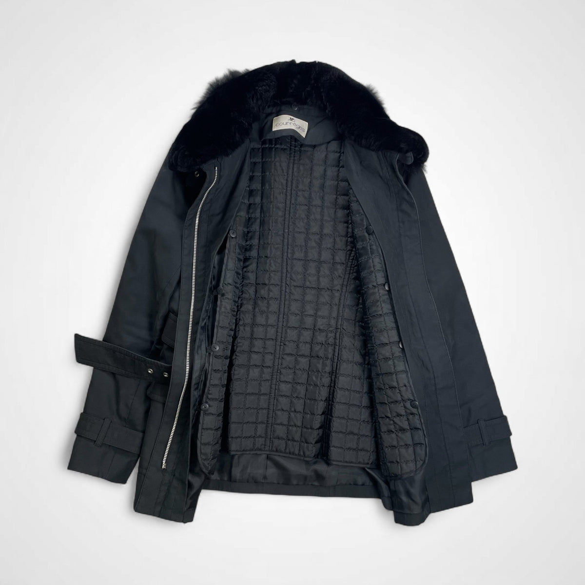 courreges クレージュ / ライナー付 リアルファー ジャケット ブラック 参考定価：60,000程度 SIZE:11